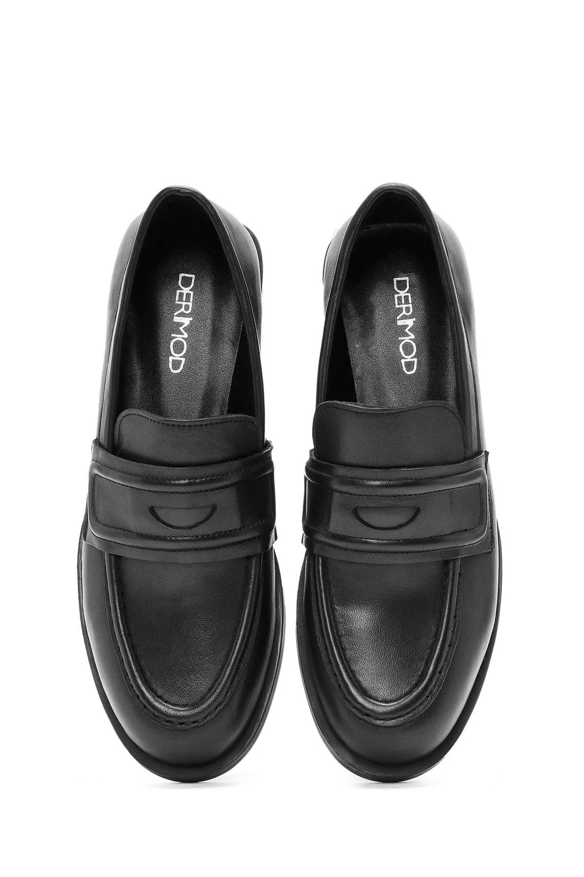 Kadın Siyah Klasik Deri Loafer - Image 7