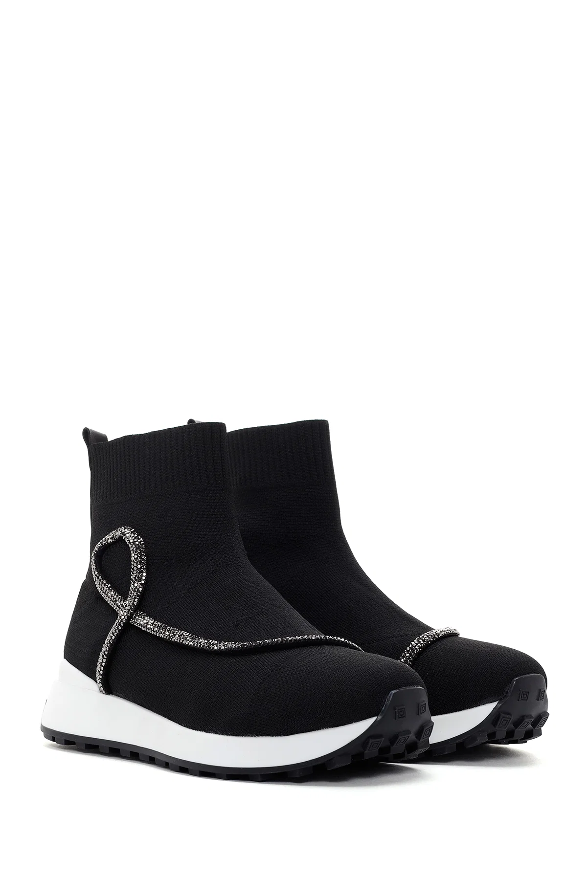 Kadın Siyah Kumaş Bilekli Sneaker - Image 3