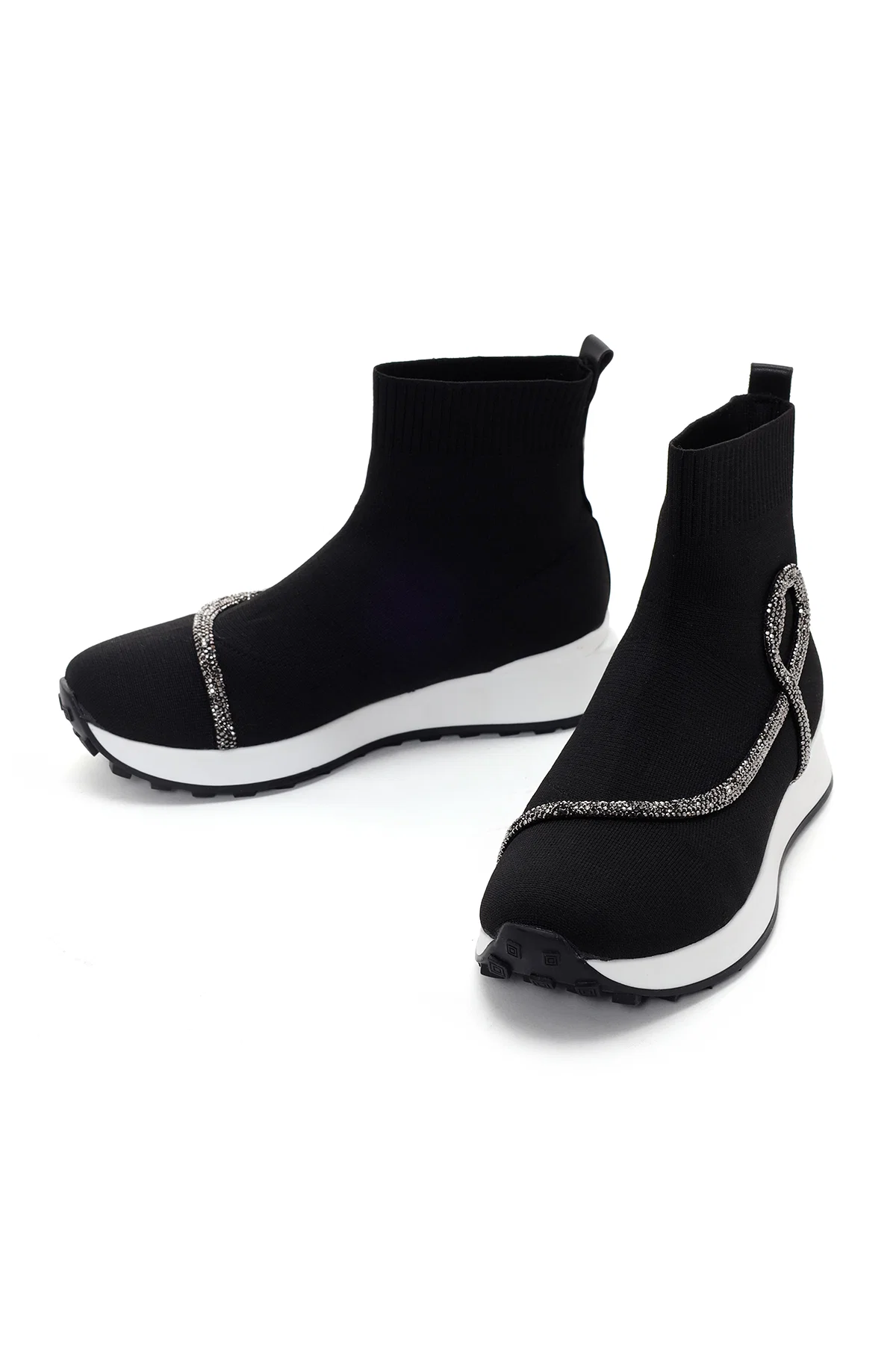 Kadın Siyah Kumaş Bilekli Sneaker - Image 6
