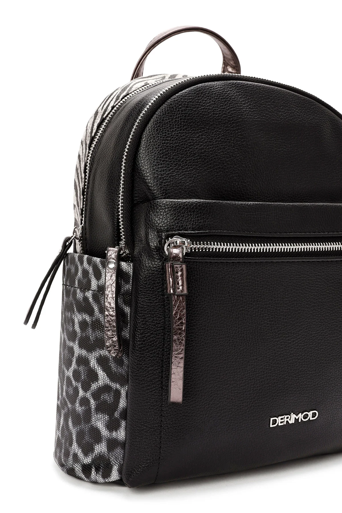 Kadın Siyah Leopar Detaylı Sırt Çantası - Image 6