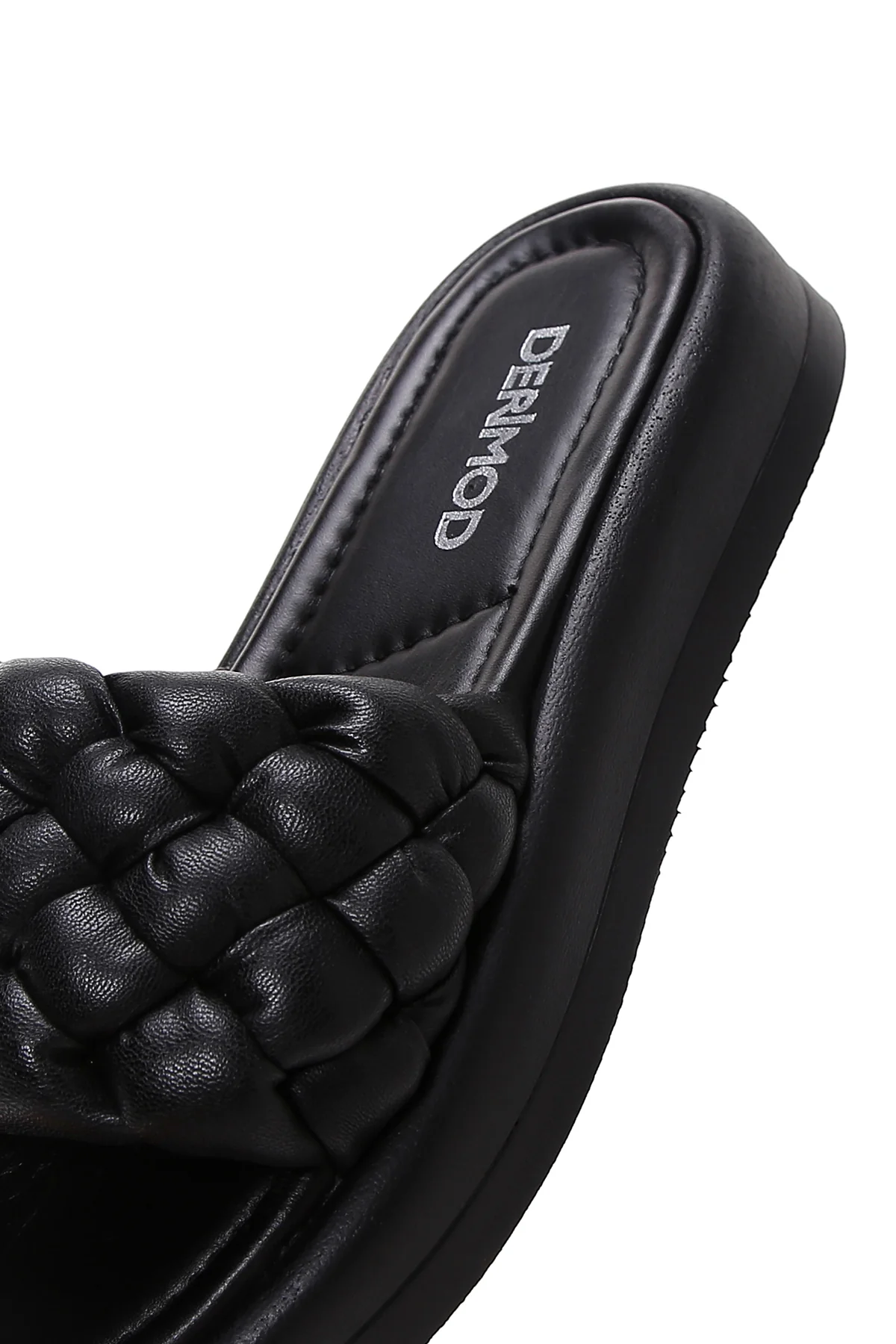 Kadın Siyah Örgü Deri Comfort Terlik - Image 6
