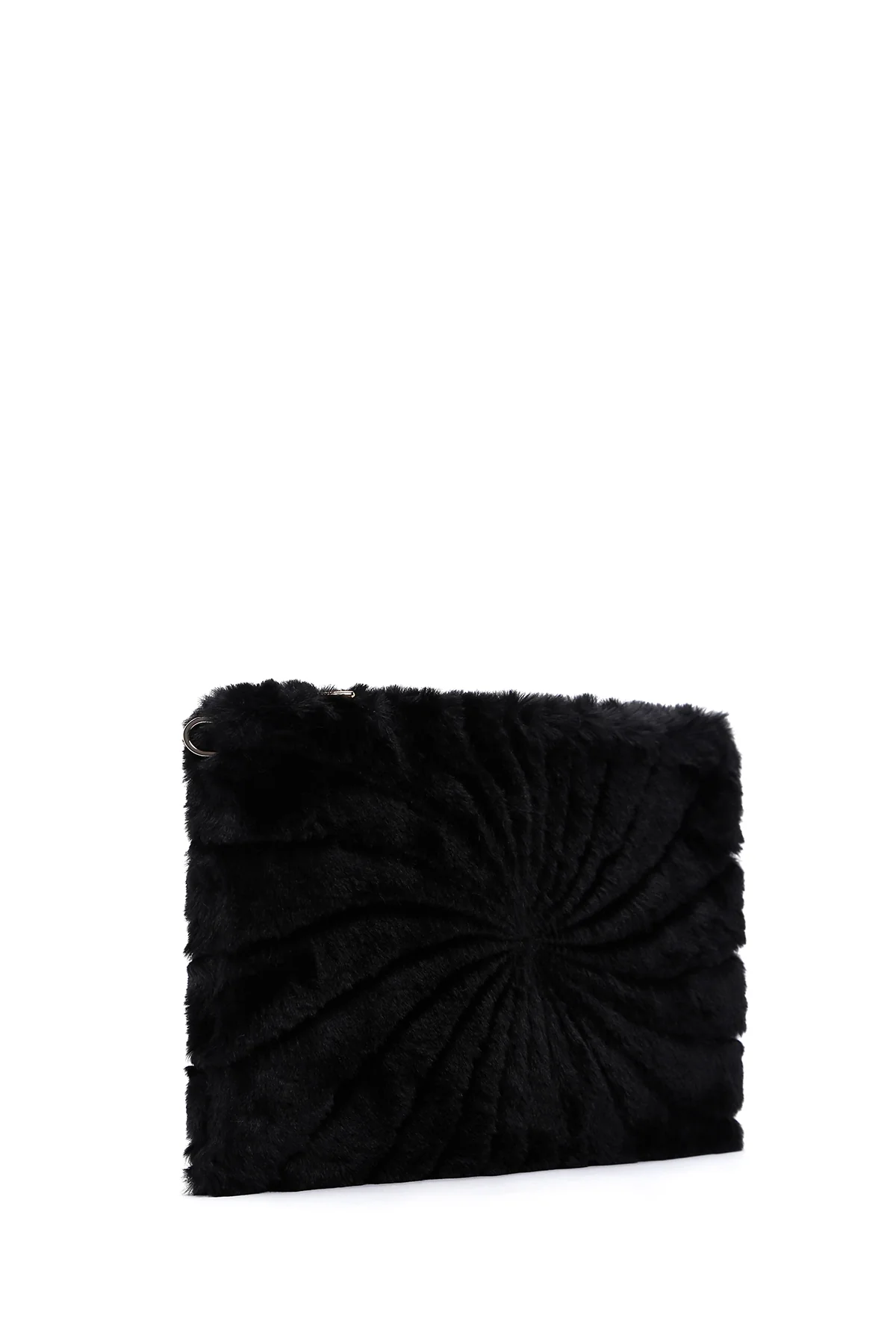Kadın Siyah Peluş Portföy Çanta - Image 5