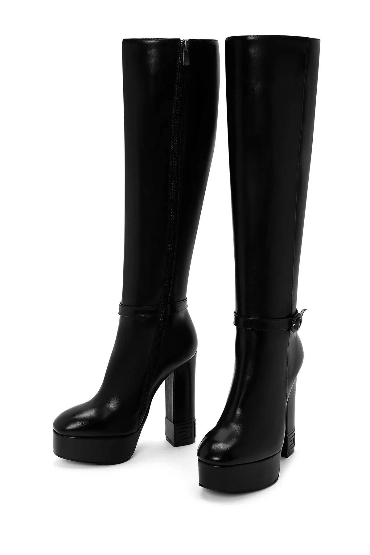Kadın Siyah Platform Yüksek Topuklu Deri Çizme - Image 7