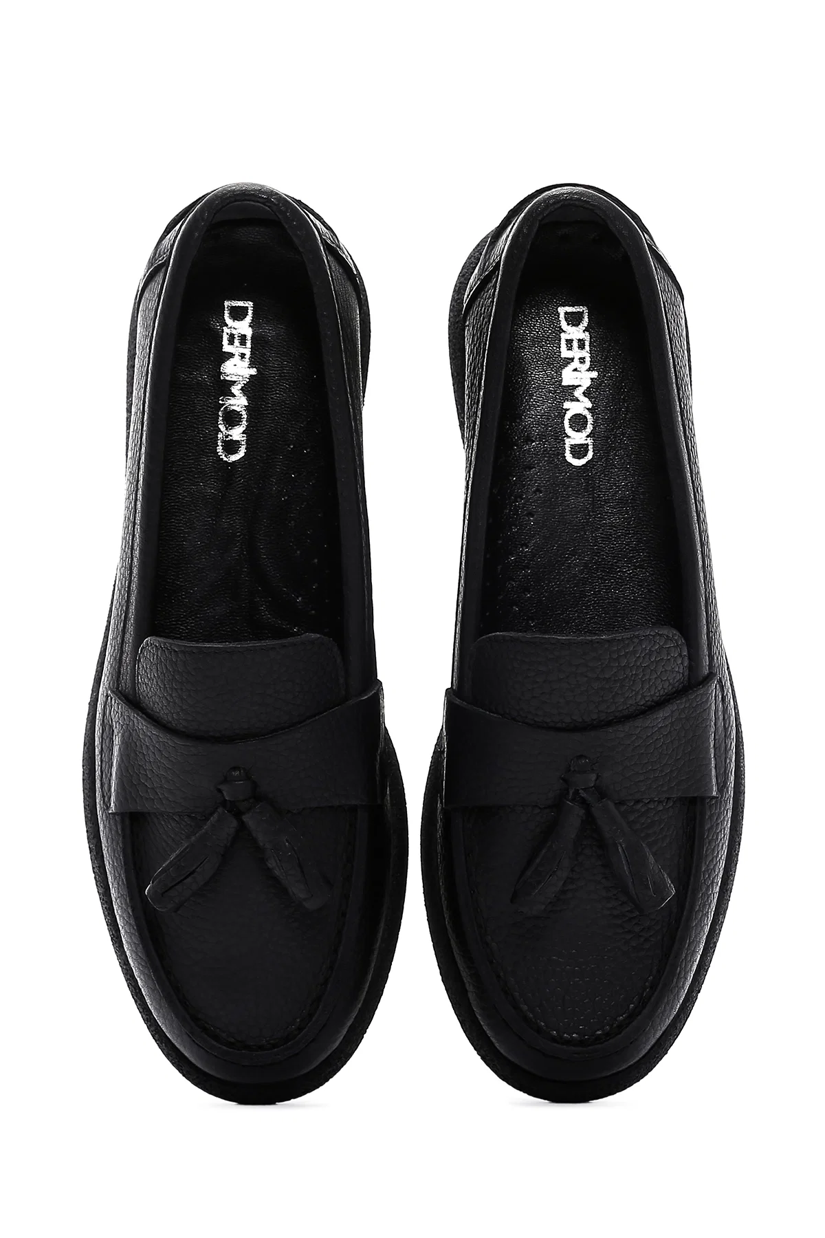 Kadın Siyah Püsküllü Deri Comfort Loafer - Image 6