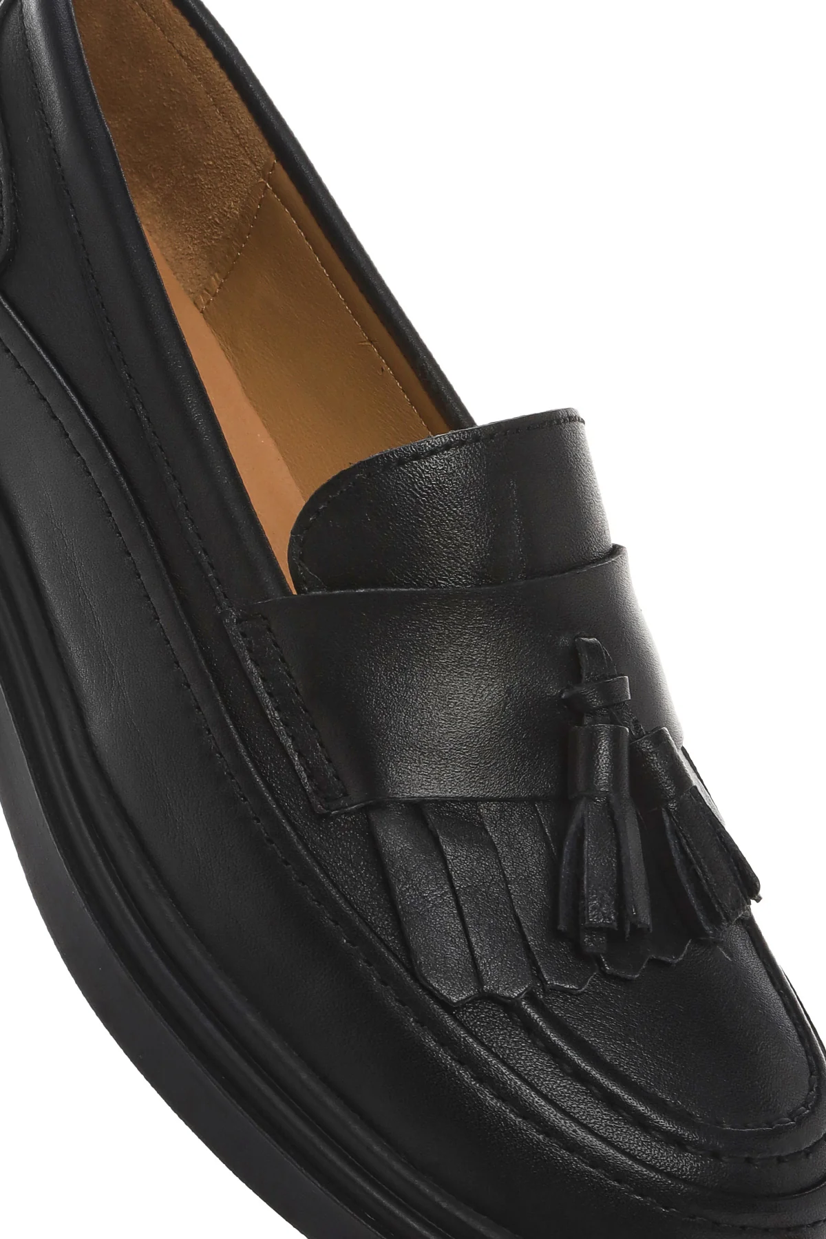 Kadın Siyah Püsküllü Deri Loafer - Image 10