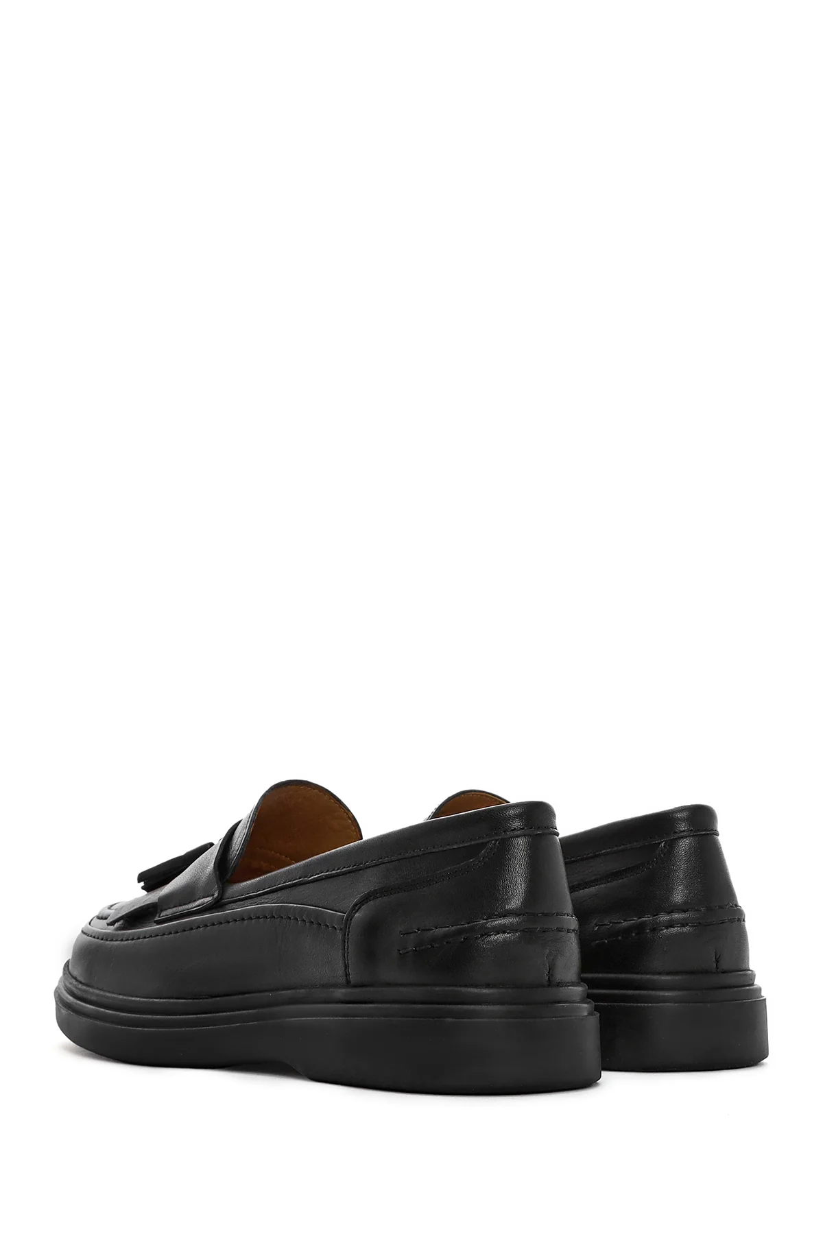 Kadın Siyah Püsküllü Deri Loafer - Image 7