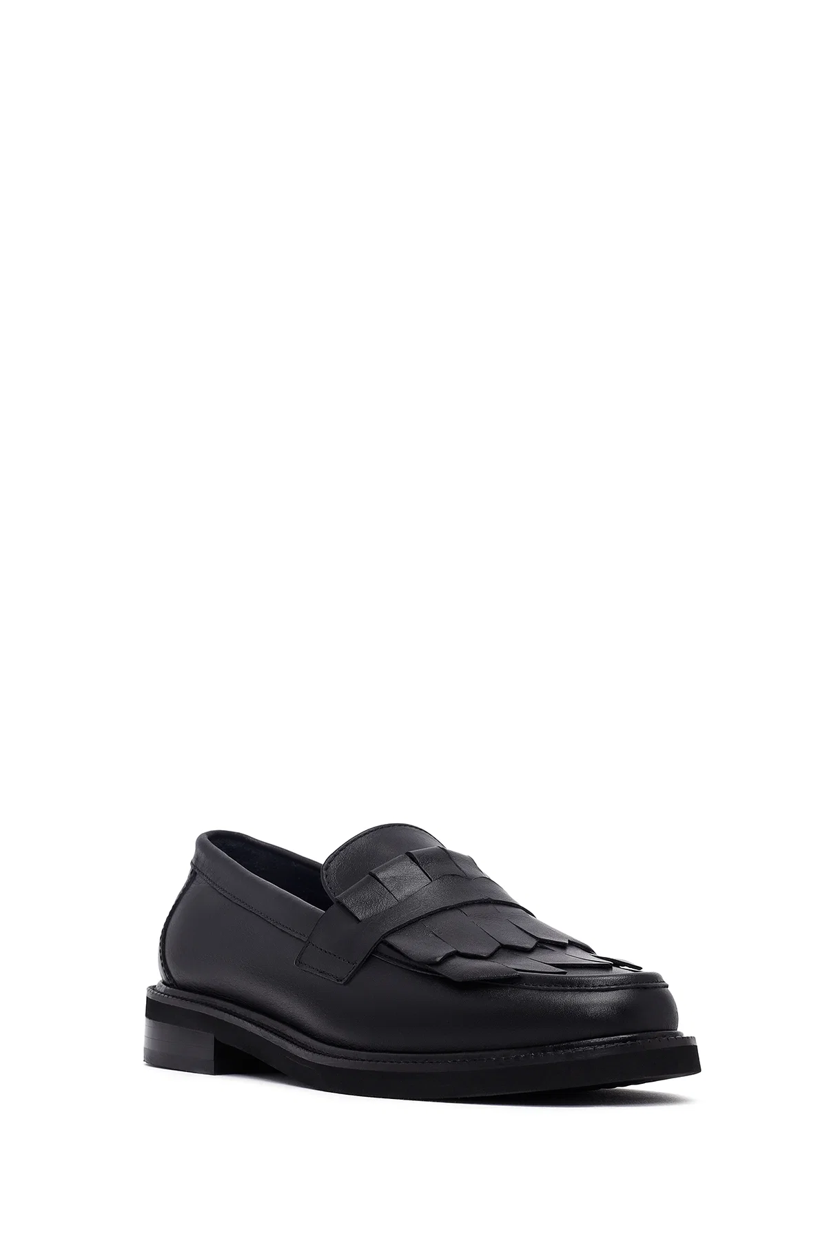 Kadın Siyah Püsküllü Deri Maskülen Loafer - Image 6