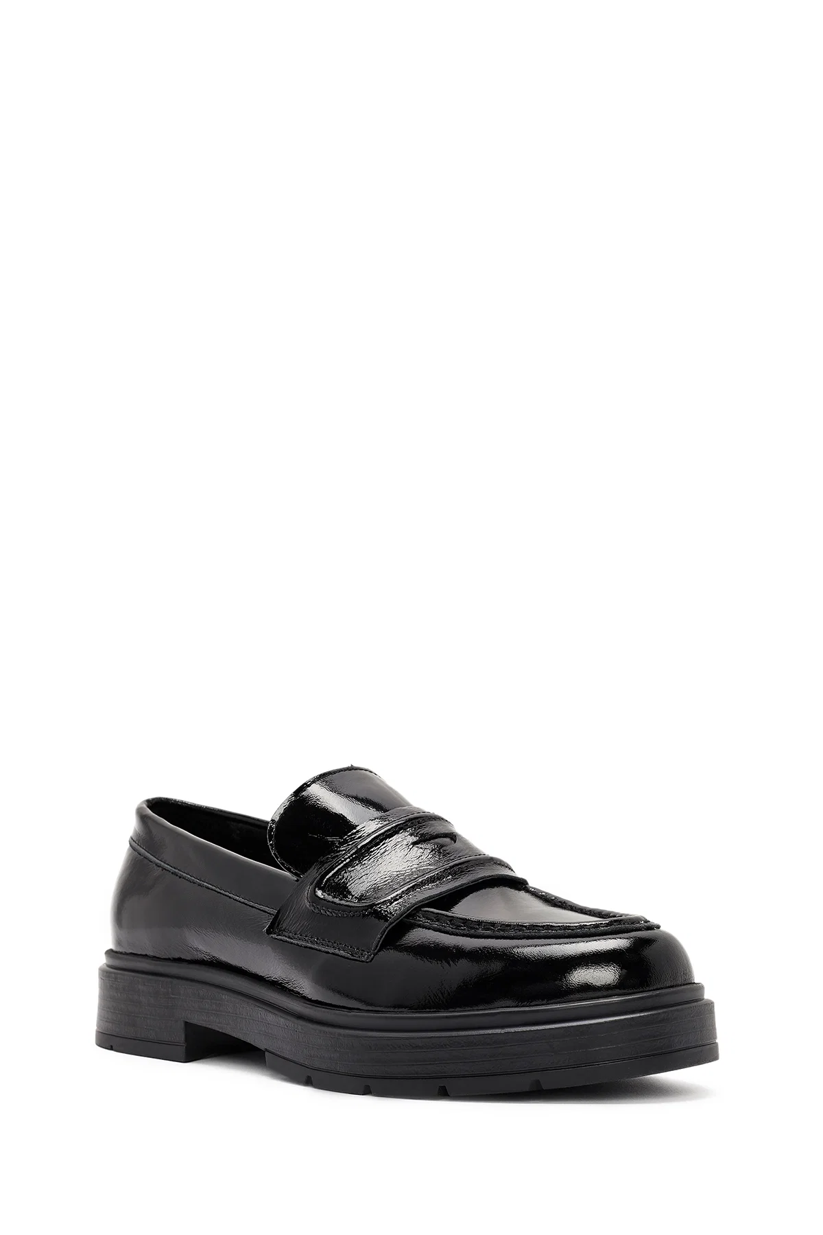Kadın Siyah Rugan Deri Makosen Loafer - Image 6