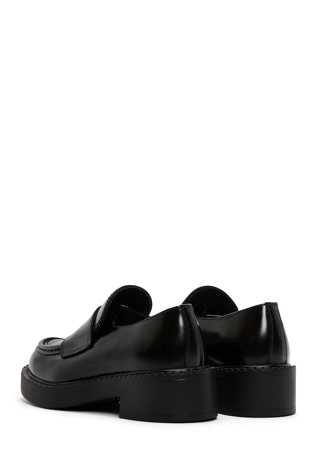 Kadın Siyah Rugan Deri Maskülen Loafer - Image 5