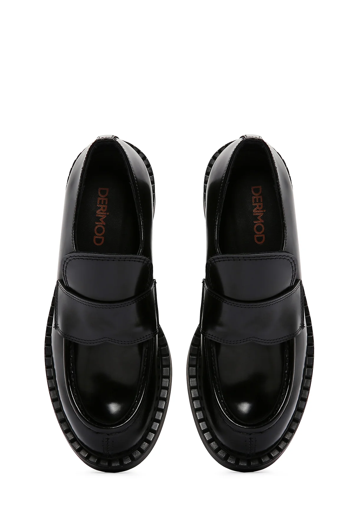 Kadın Siyah Rugan Deri Maskülen Loafer - Image 6