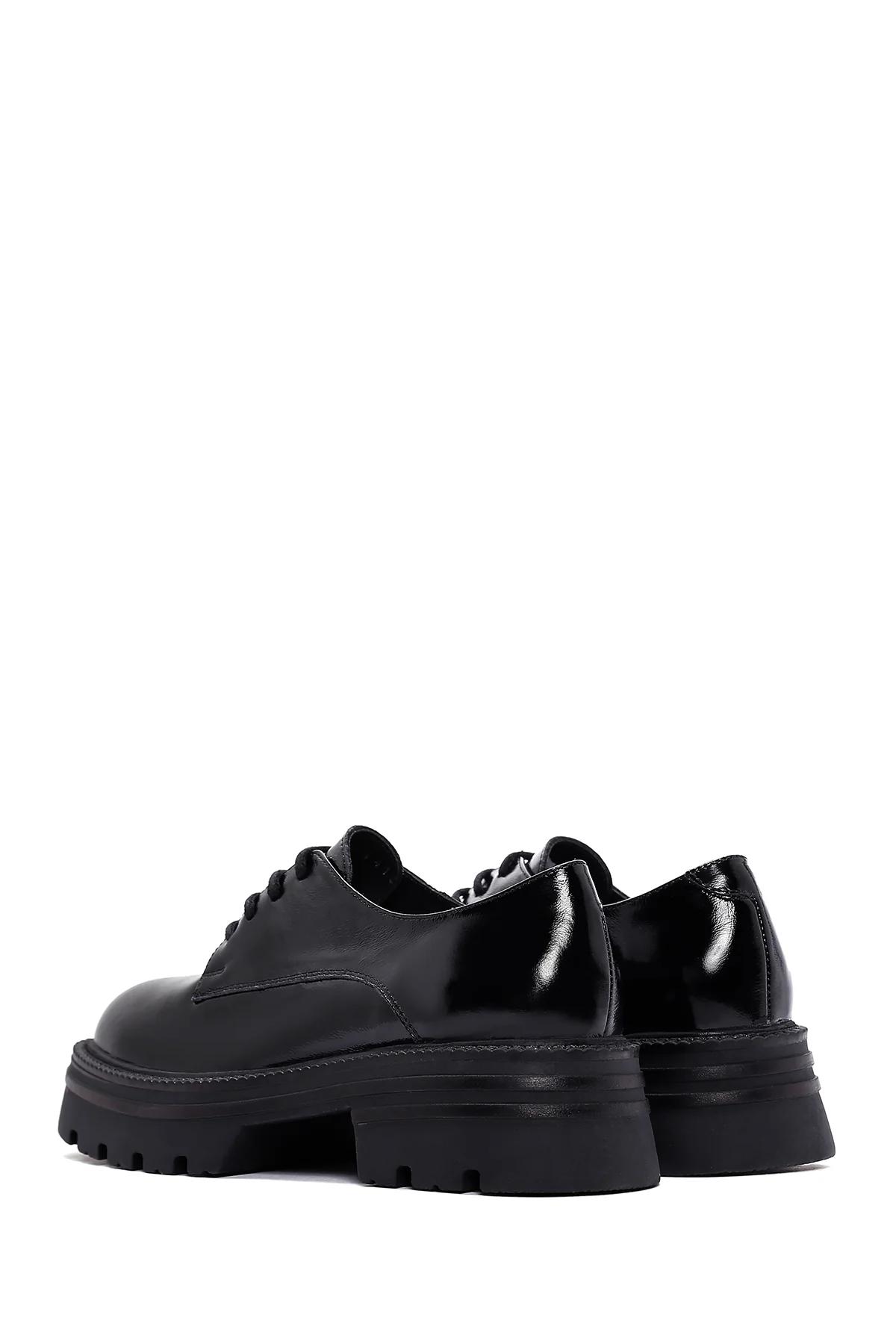 Kadın Siyah Rugan Deri Maskülen Loafer - Image 5