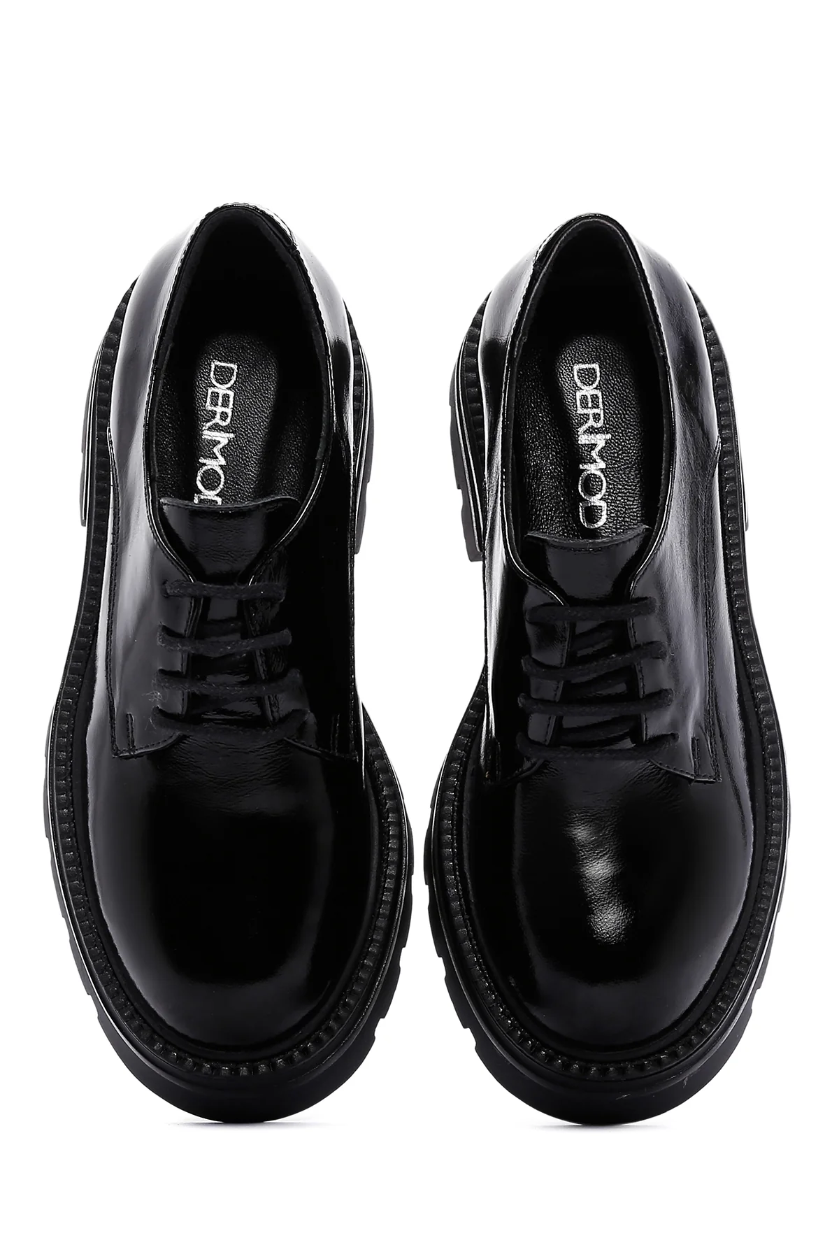 Kadın Siyah Rugan Deri Maskülen Loafer - Image 6
