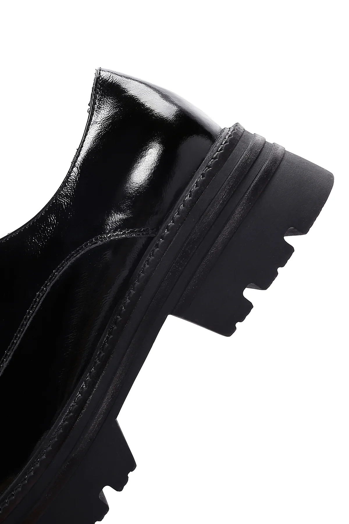 Kadın Siyah Rugan Deri Maskülen Loafer - Image 7