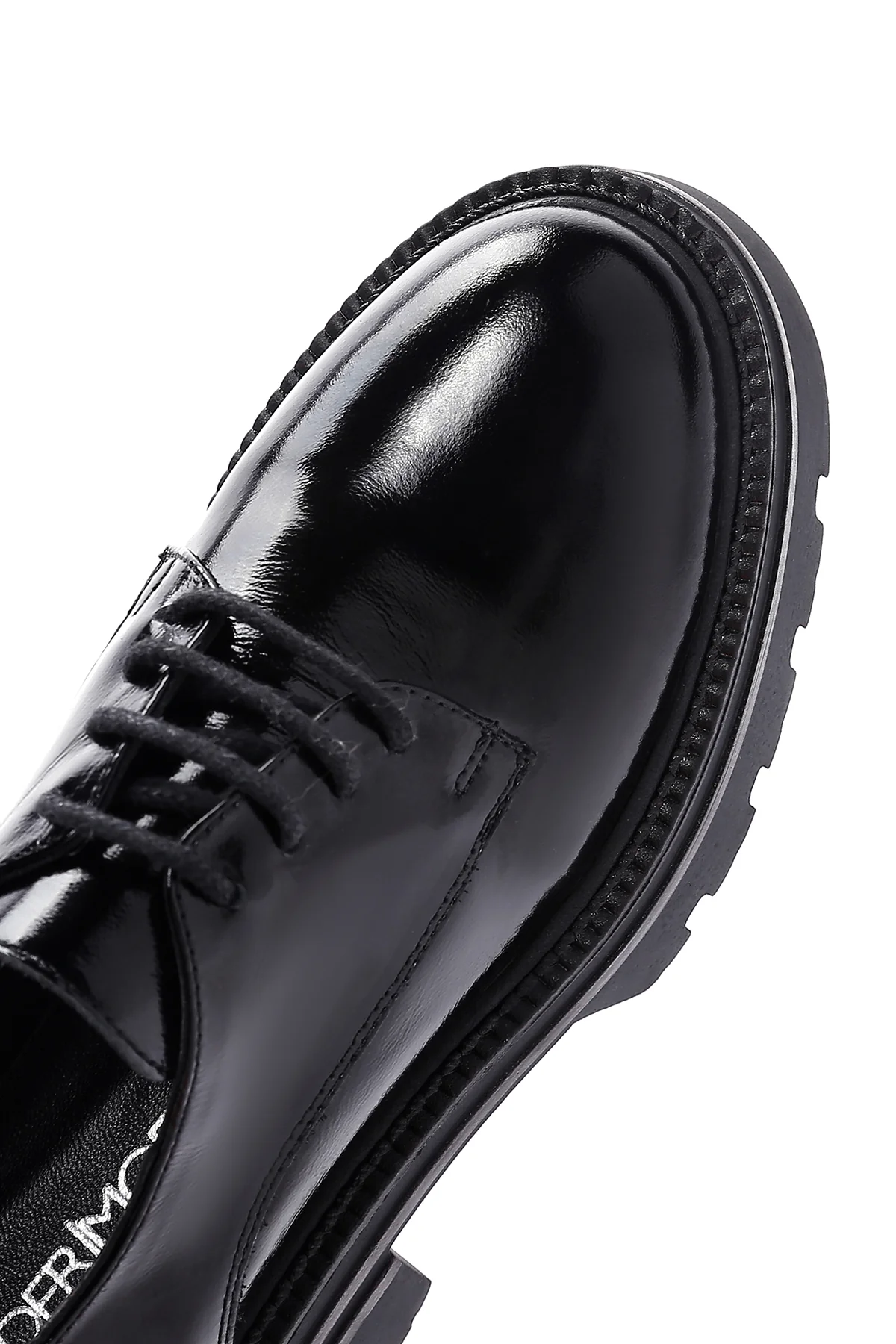 Kadın Siyah Rugan Deri Maskülen Loafer - Image 9