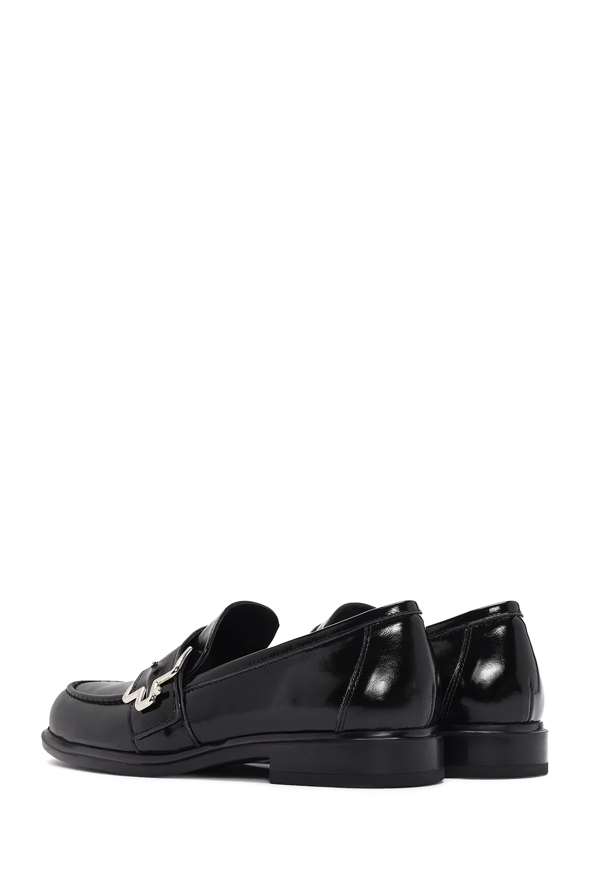 Kadın Siyah Rugan Deri Maskülen Loafer - Image 5