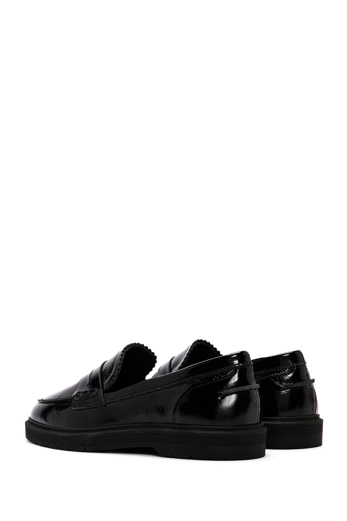 Kadın Siyah Rugan Deri Maskülen Loafer - Image 5
