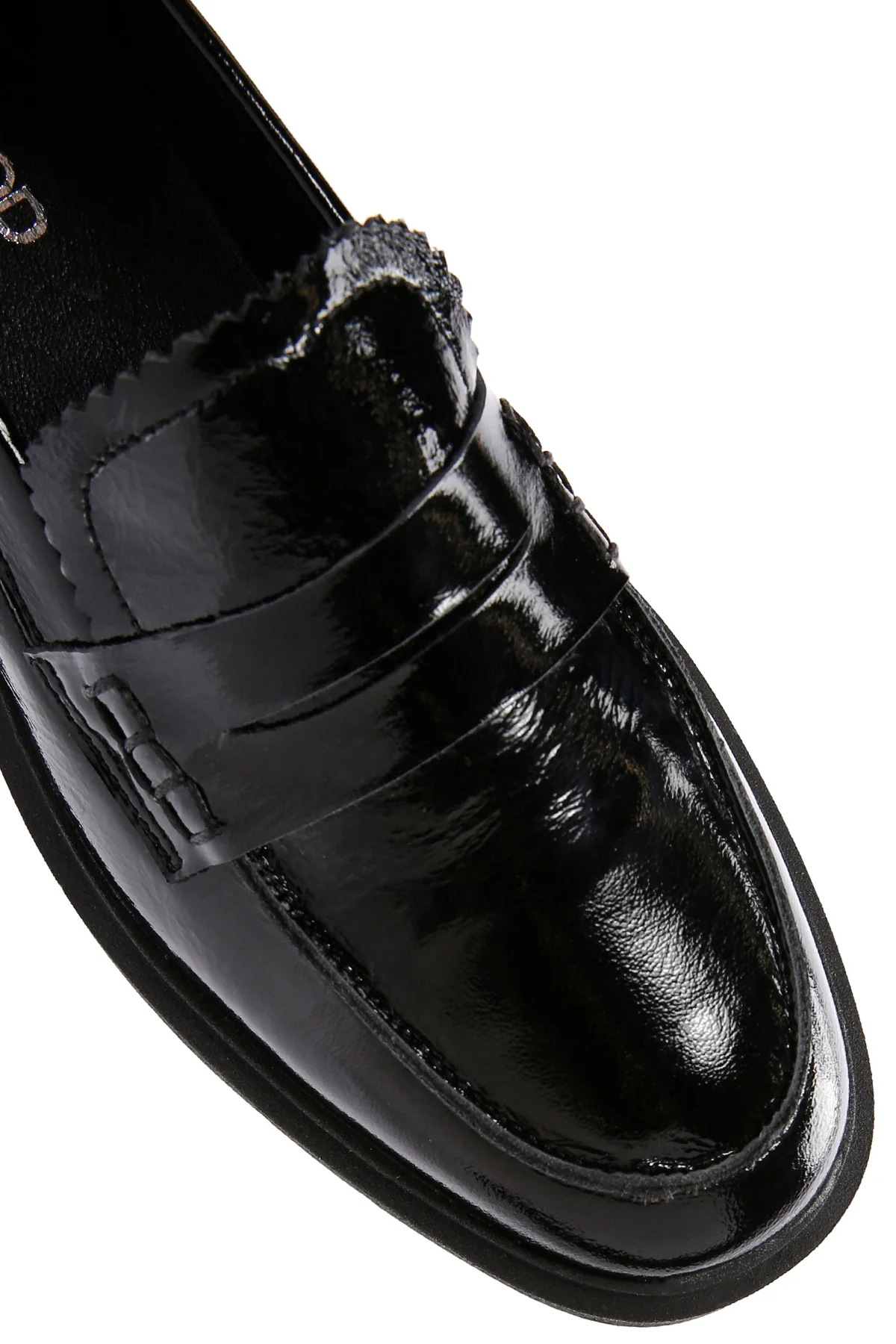 Kadın Siyah Rugan Deri Maskülen Loafer - Image 9