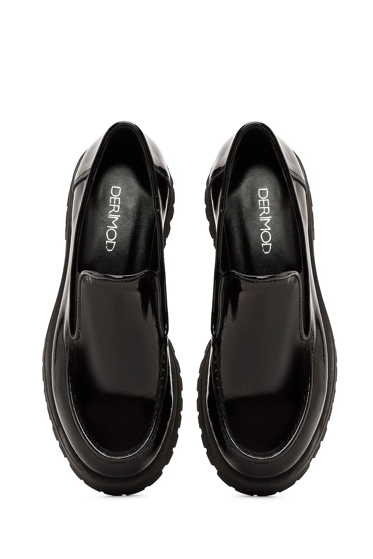 Kadın Siyah Rugan Deri Maskülen Loafer - Image 7
