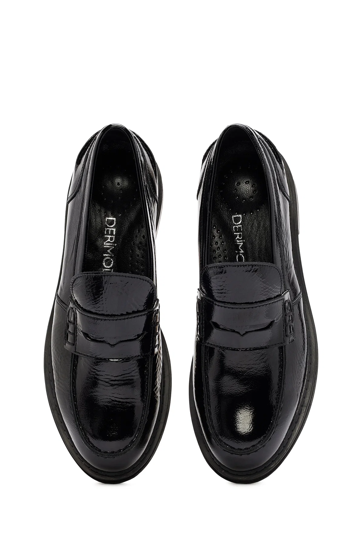 Kadın Siyah Rugan Deri Maskülen Loafer - Image 7