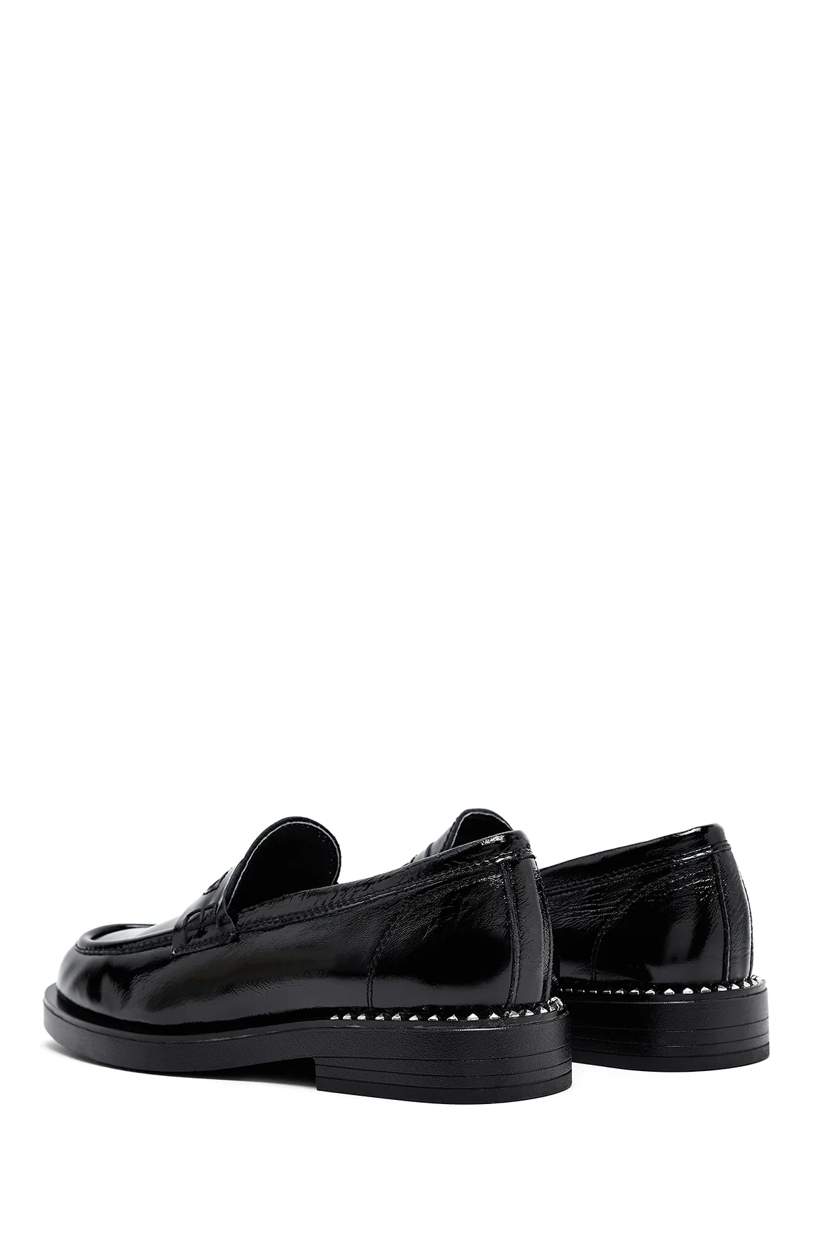 Kadın Siyah Rugan Deri Maskülen Loafer - Image 5