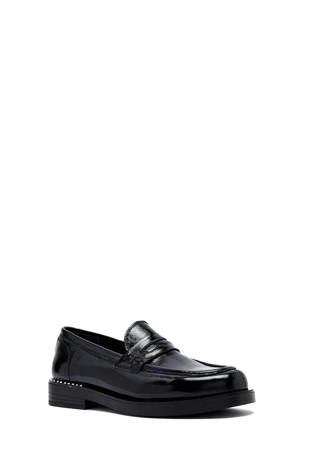 Kadın Siyah Rugan Deri Maskülen Loafer - Image 6