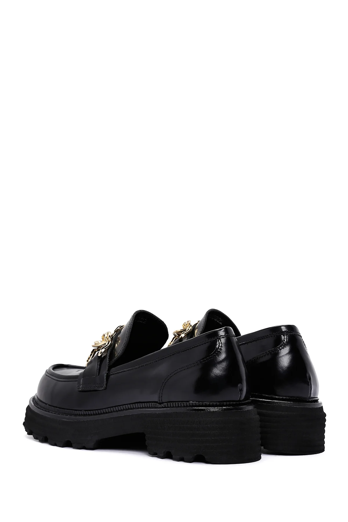 Kadın Siyah Rugan Deri Tokalı Casual Loafer - Image 5