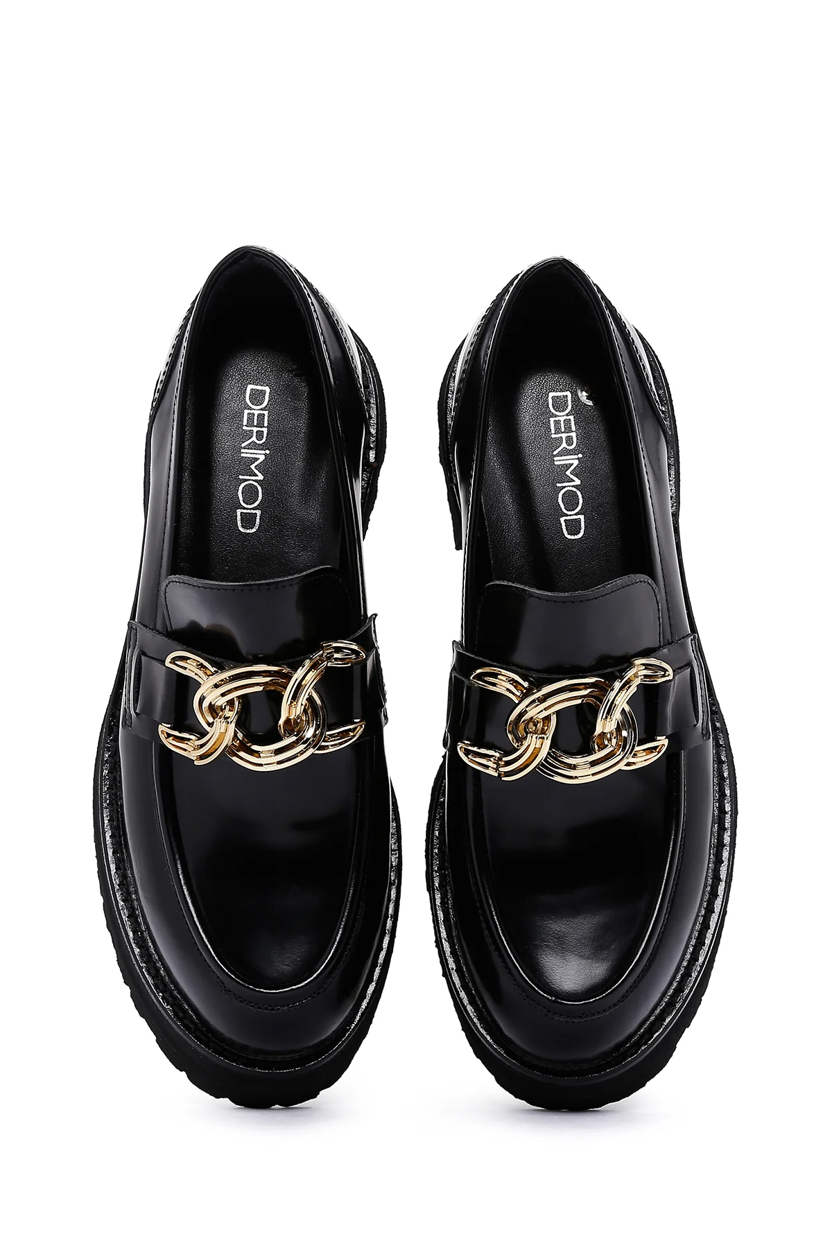 Kadın Siyah Rugan Deri Tokalı Casual Loafer - Image 6