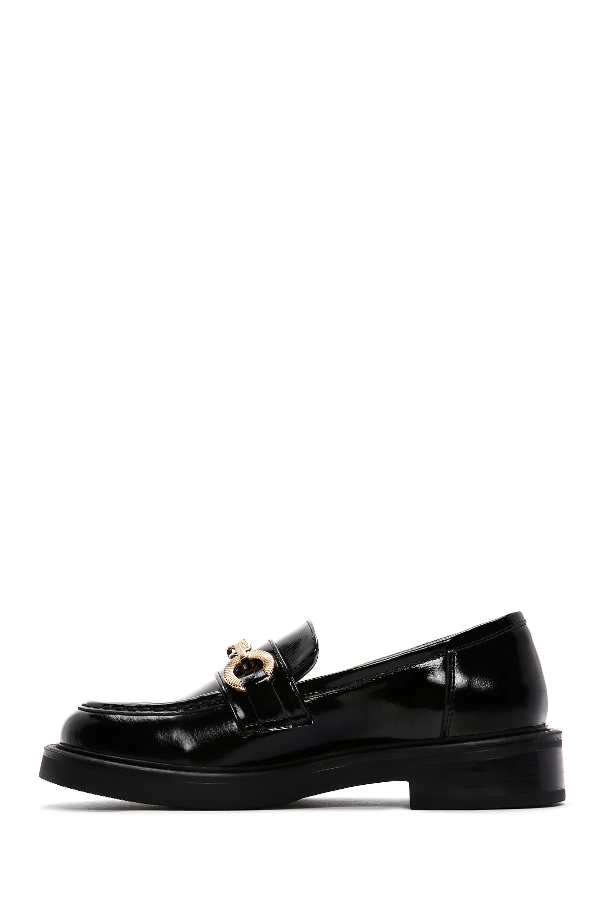 Kadın Siyah Rugan Deri Tokalı Klasik Loafer - Image 2