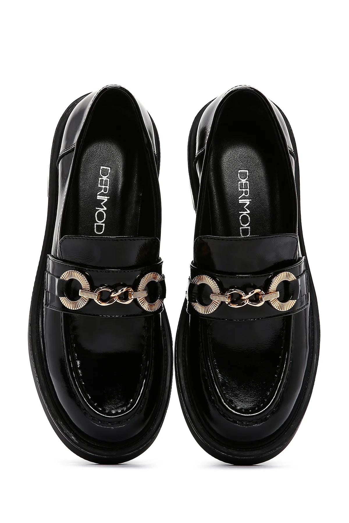 Kadın Siyah Rugan Deri Tokalı Klasik Loafer - Image 6