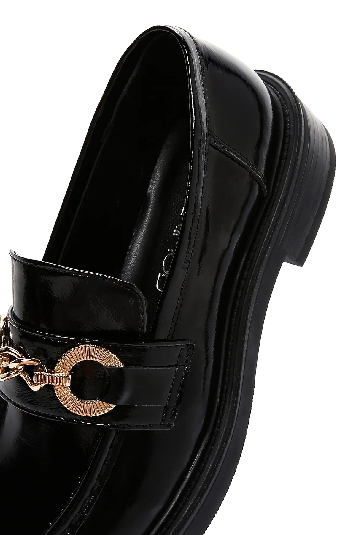 Kadın Siyah Rugan Deri Tokalı Klasik Loafer - Image 7