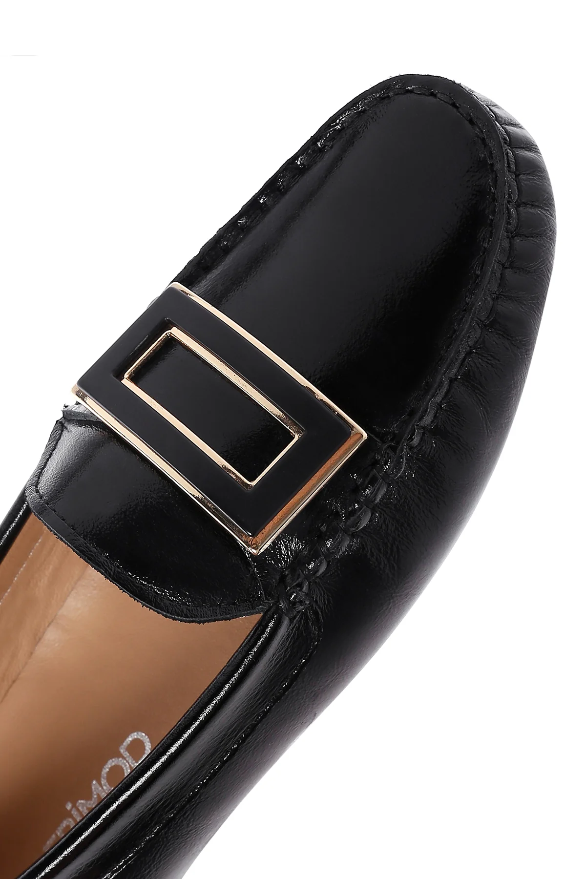 Kadın Siyah Rugan Deri Tokalı Loafer - Image 9