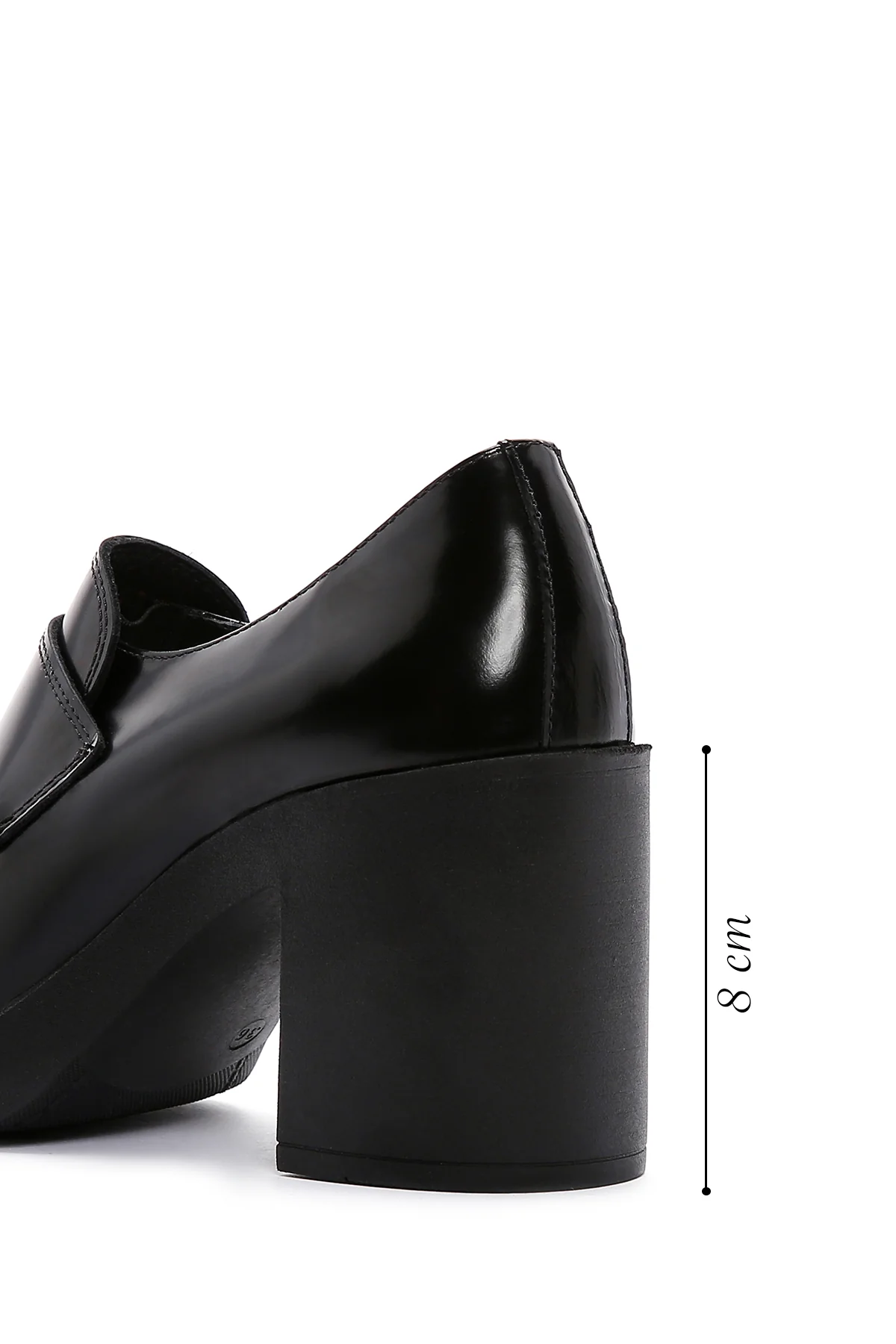 Kadın Siyah Rugan Deri Topuklu Loafer - Image 2