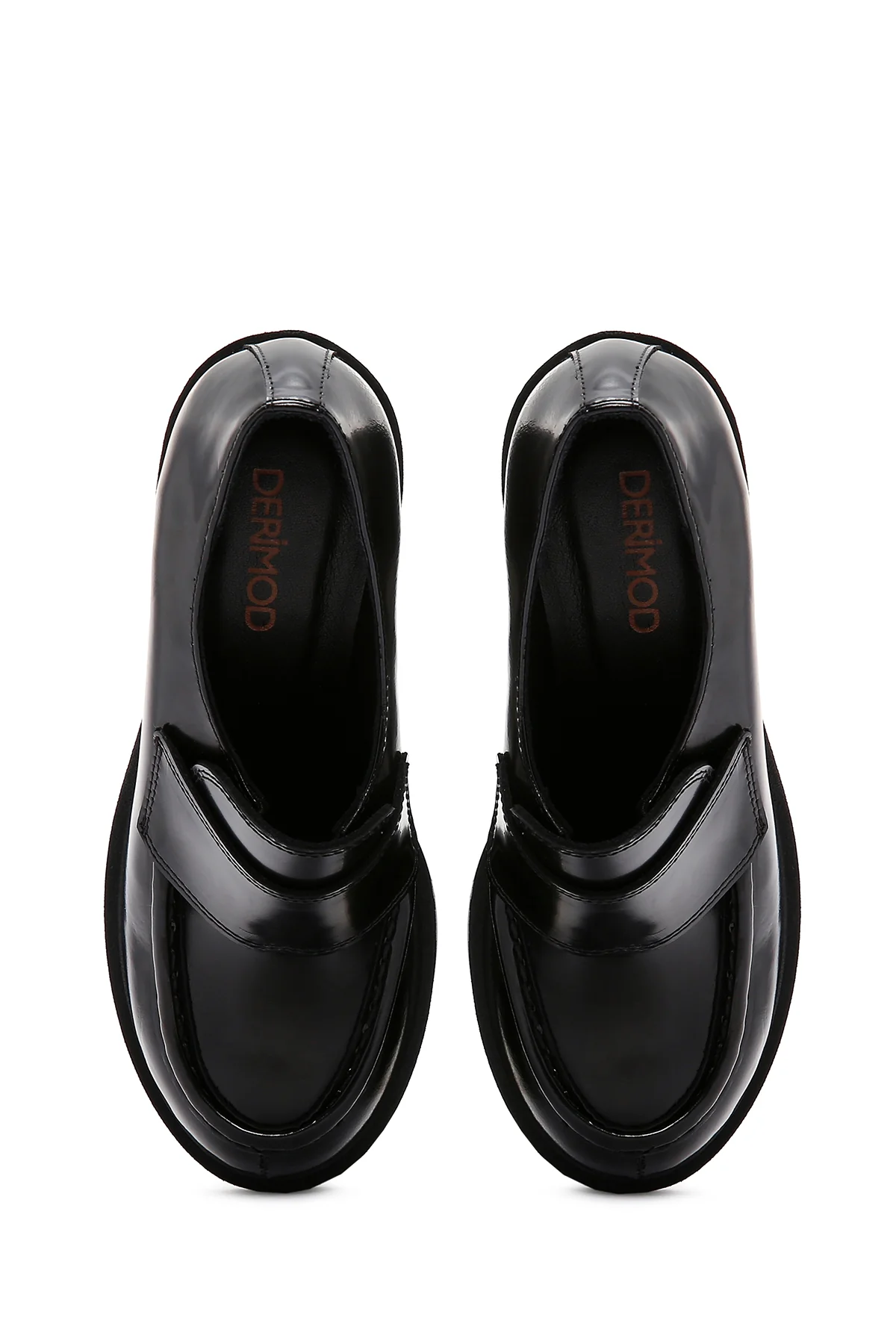 Kadın Siyah Rugan Deri Topuklu Loafer - Image 7