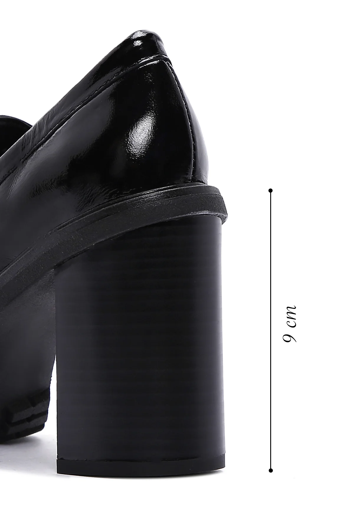 Kadın Siyah Rugan Deri Topuklu Loafer - Image 3