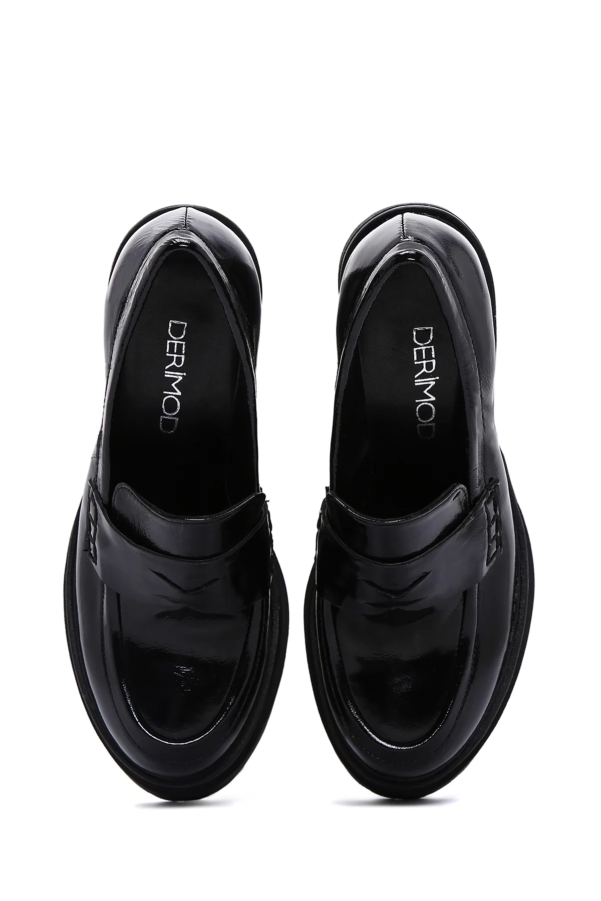 Kadın Siyah Rugan Deri Topuklu Loafer - Image 8