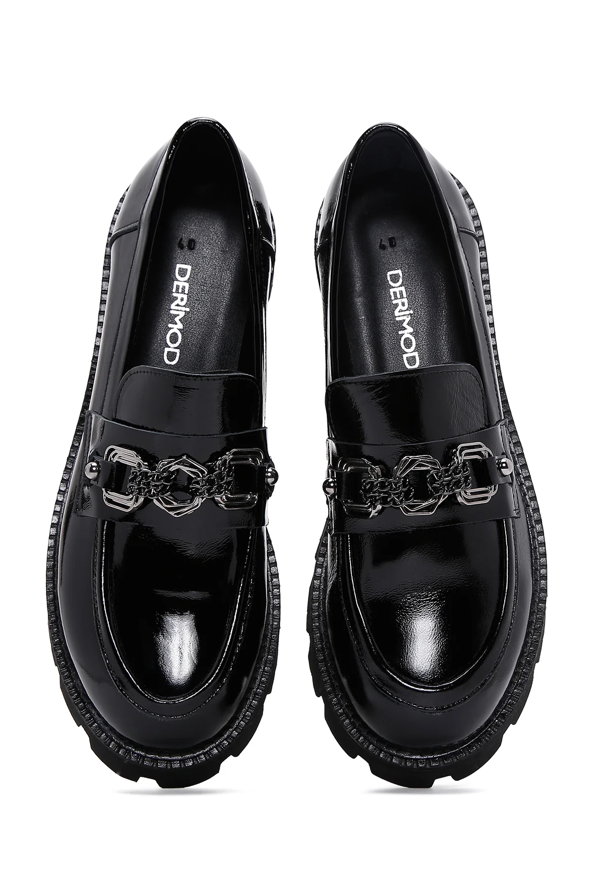 Kadın Siyah Rugan Tokalı Deri Loafer - Image 6