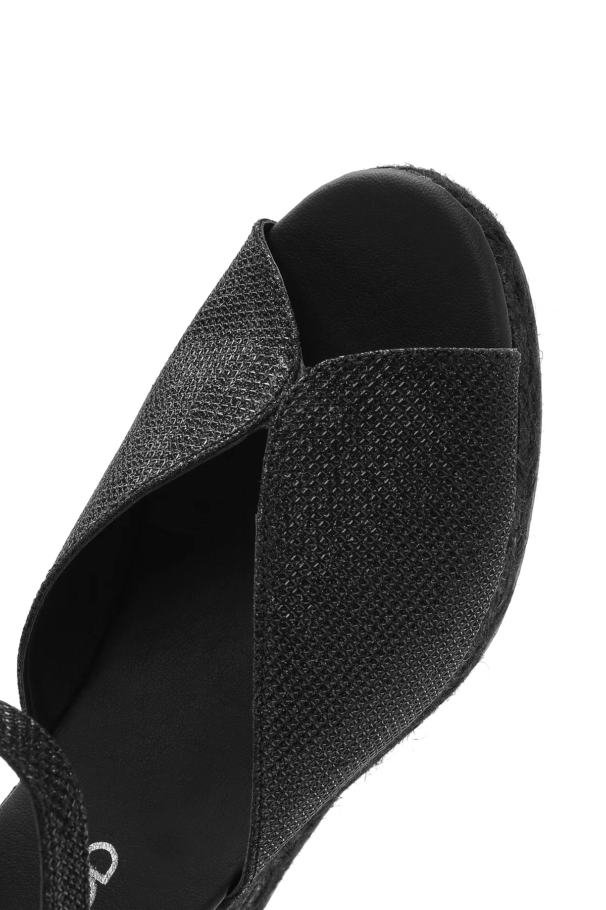 Kadın Siyah Simli Bilekten Tokalı Dolgu Topuklu Espadril Sandalet - Image 10