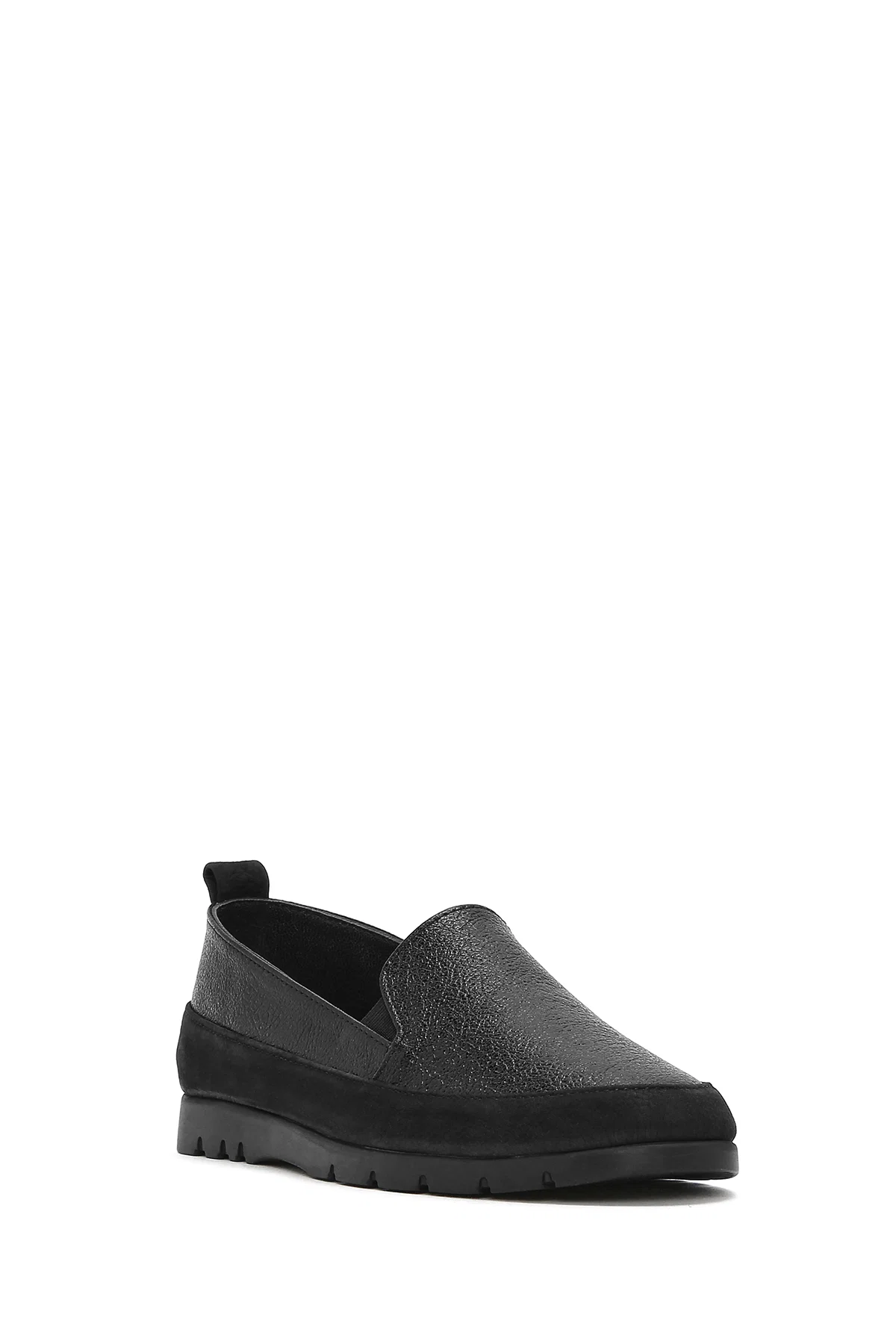 Kadın Siyah Simli Deri Comfort Loafer - Image 6