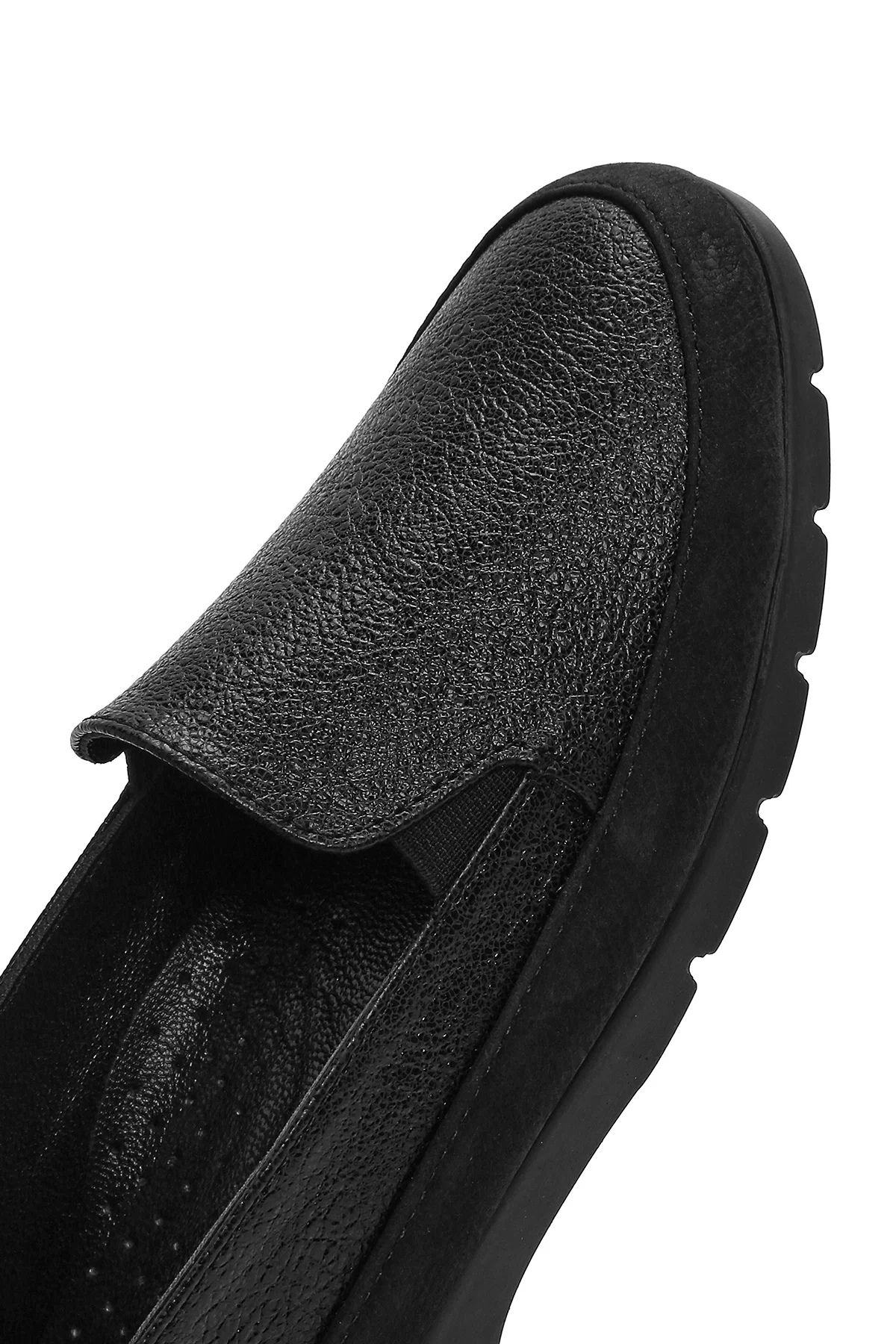 Kadın Siyah Simli Deri Comfort Loafer - Image 8