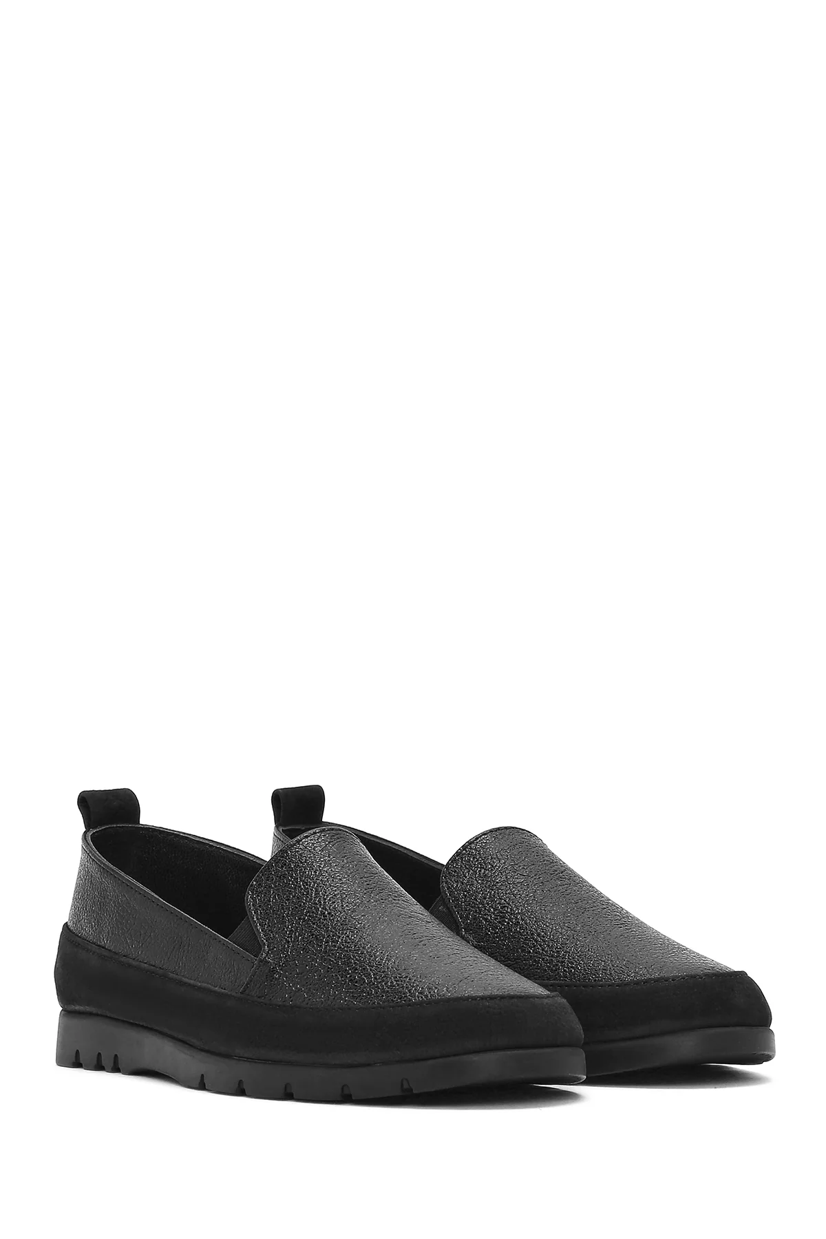 Kadın Siyah Simli Deri Konfor Loafer - Image 2