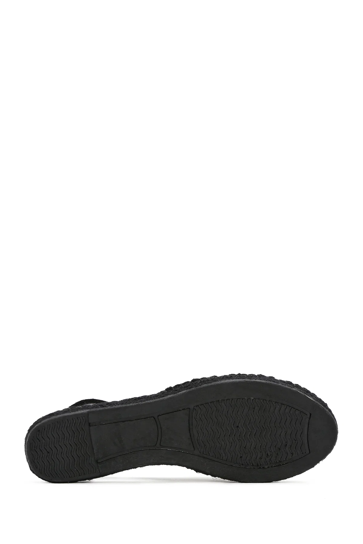 Kadın Siyah Süet Deri Espadril Sandalet - Image 4