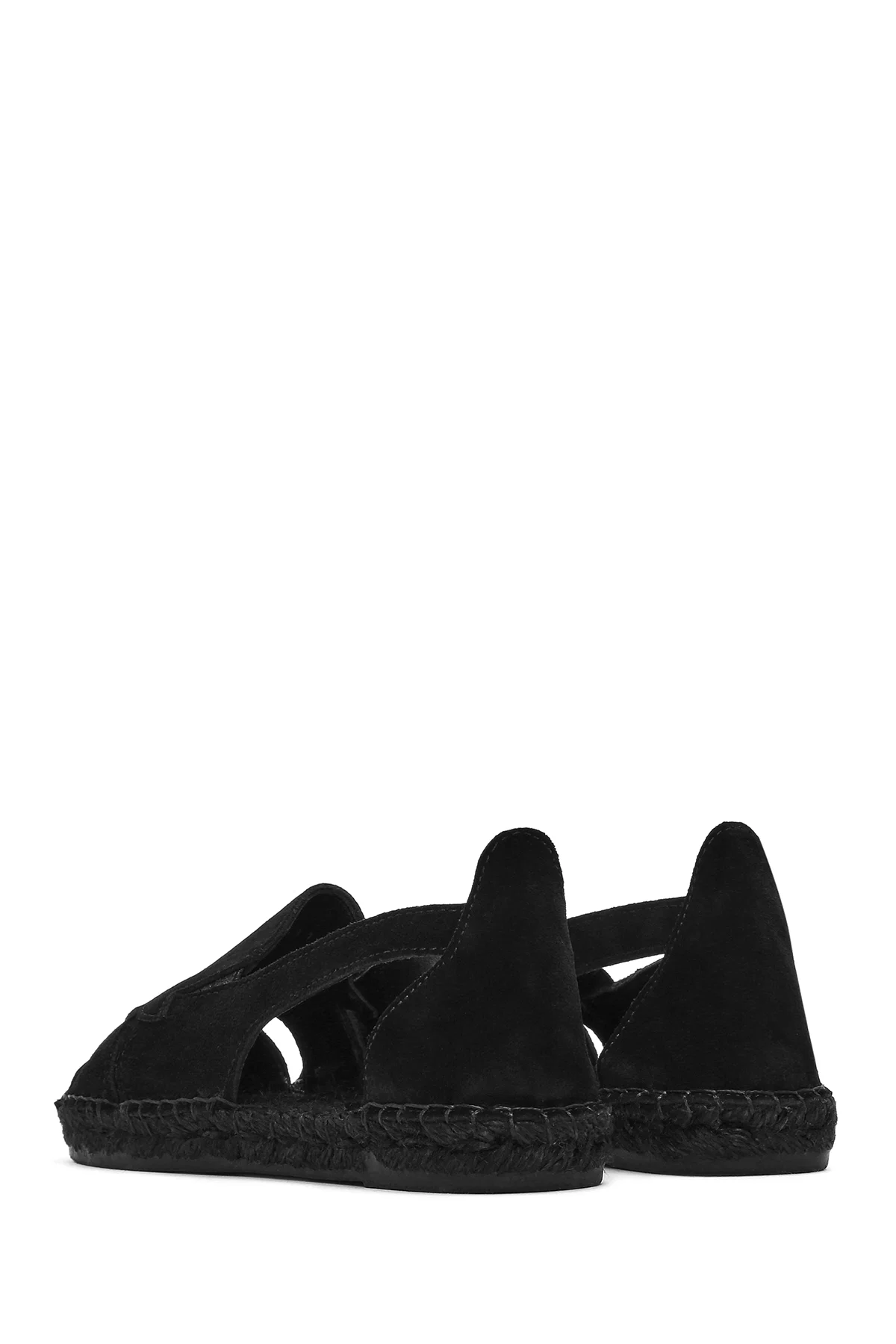 Kadın Siyah Süet Deri Espadril Sandalet - Image 5