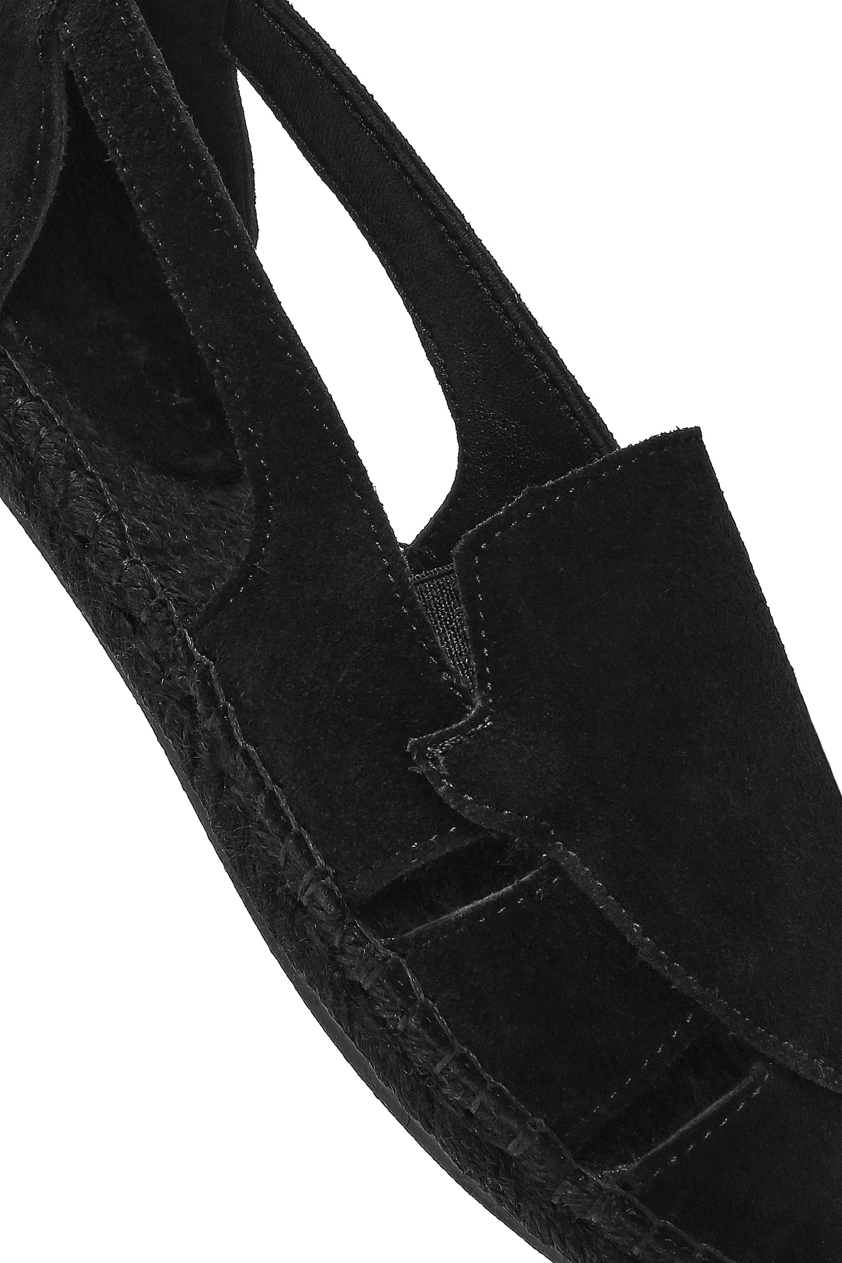 Kadın Siyah Süet Deri Espadril Sandalet - Image 9
