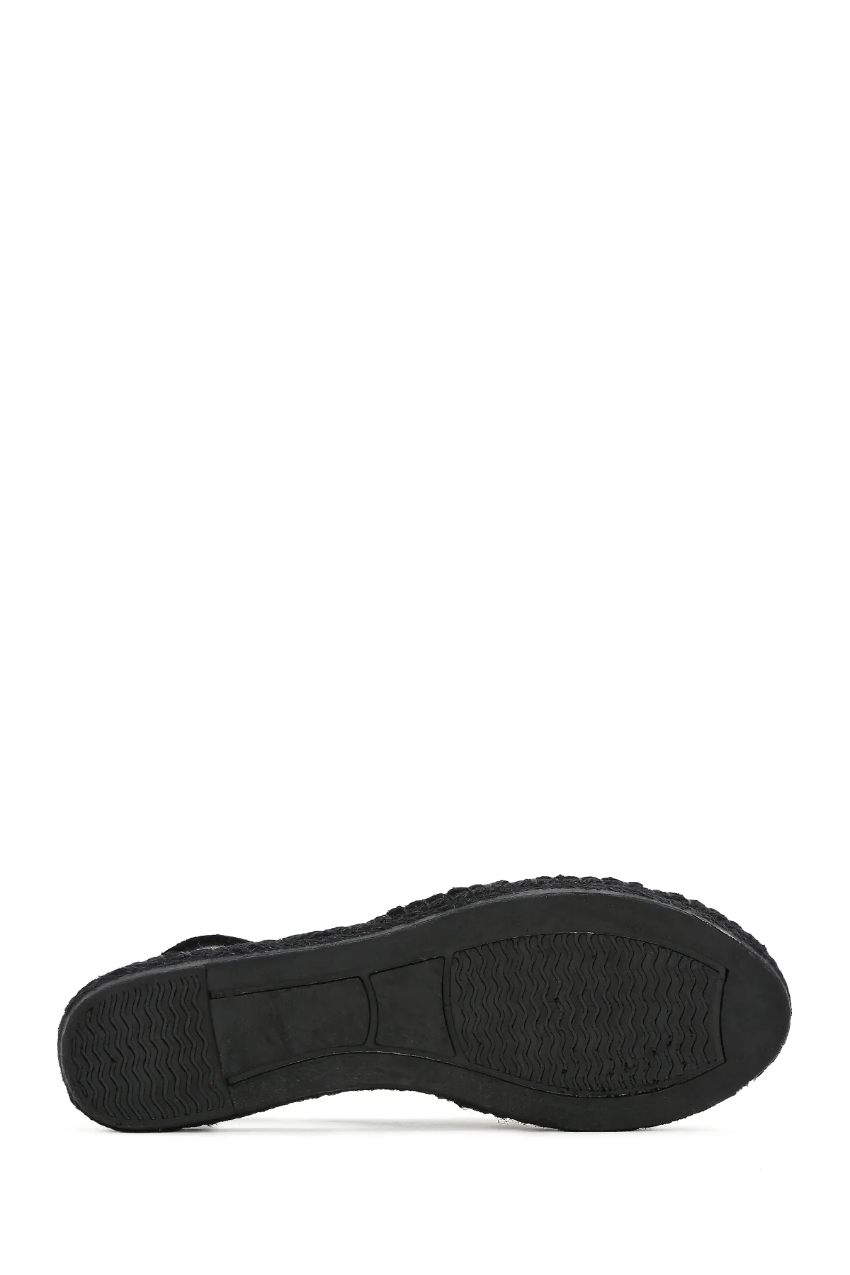 Kadın Siyah Süet Deri Espadril Sandalet - Image 5