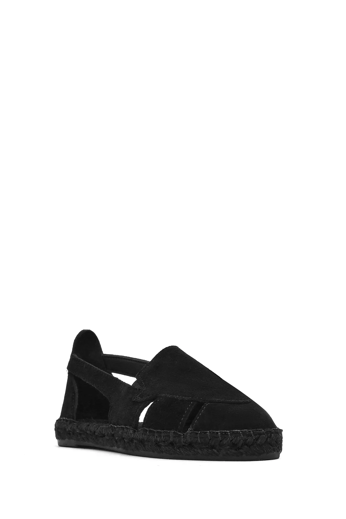 Kadın Siyah Süet Deri Espadril Sandalet - Image 7
