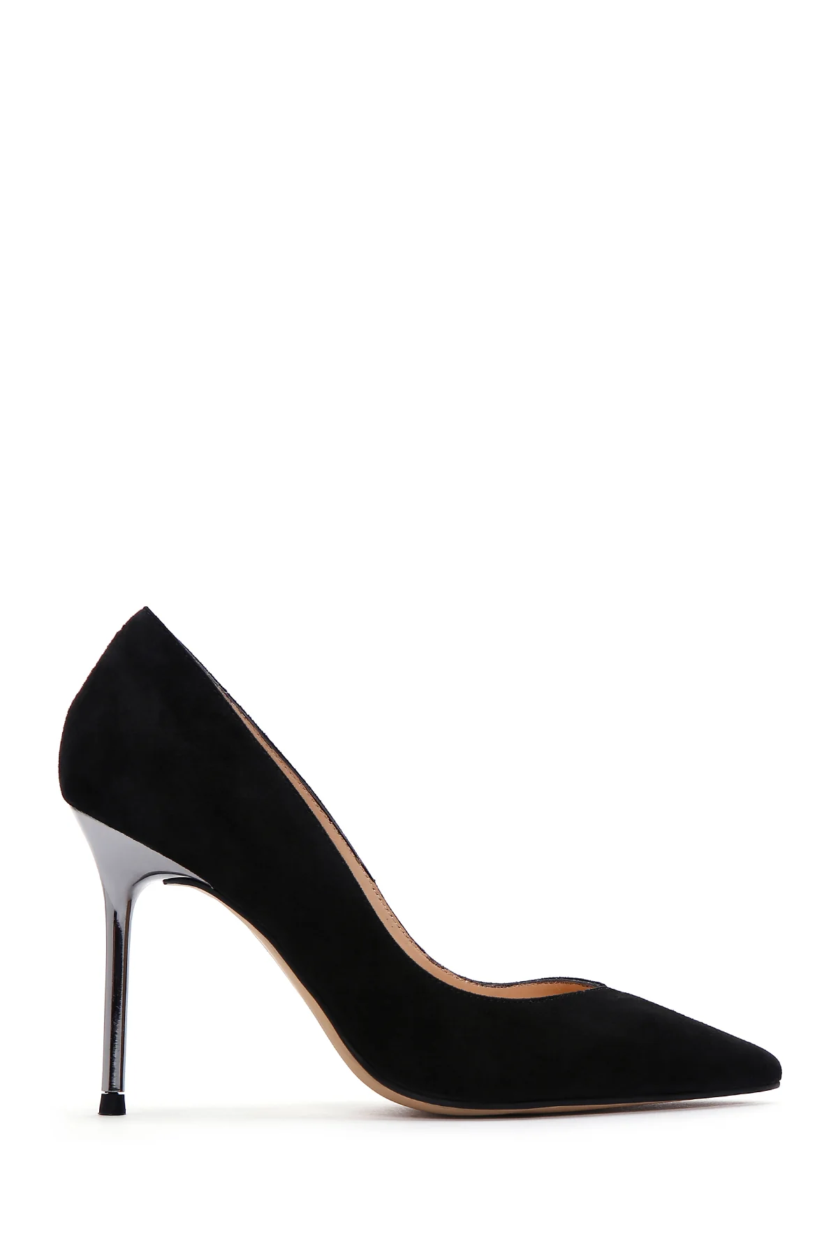 Kadın Siyah Süet Deri Stiletto