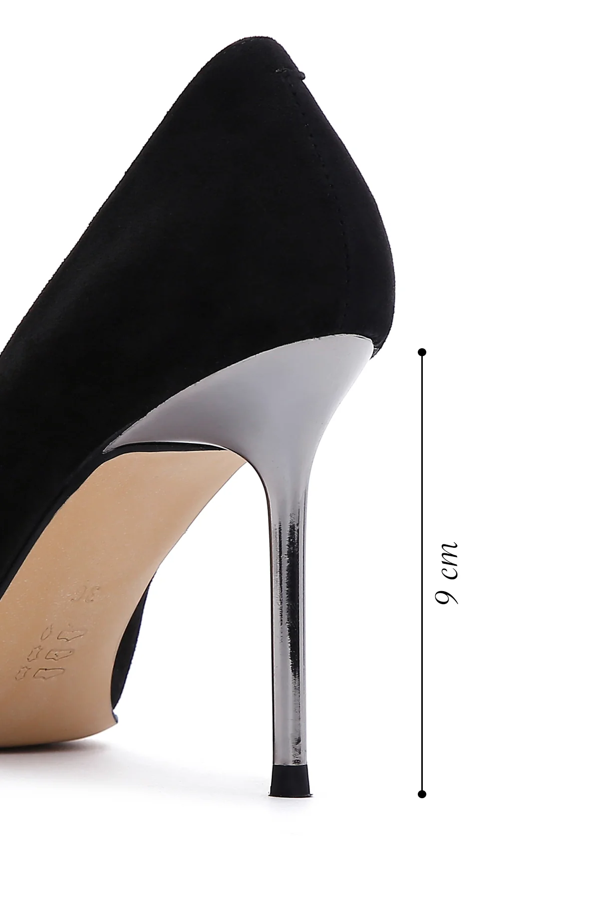 Kadın Siyah Süet Deri Stiletto - Image 2