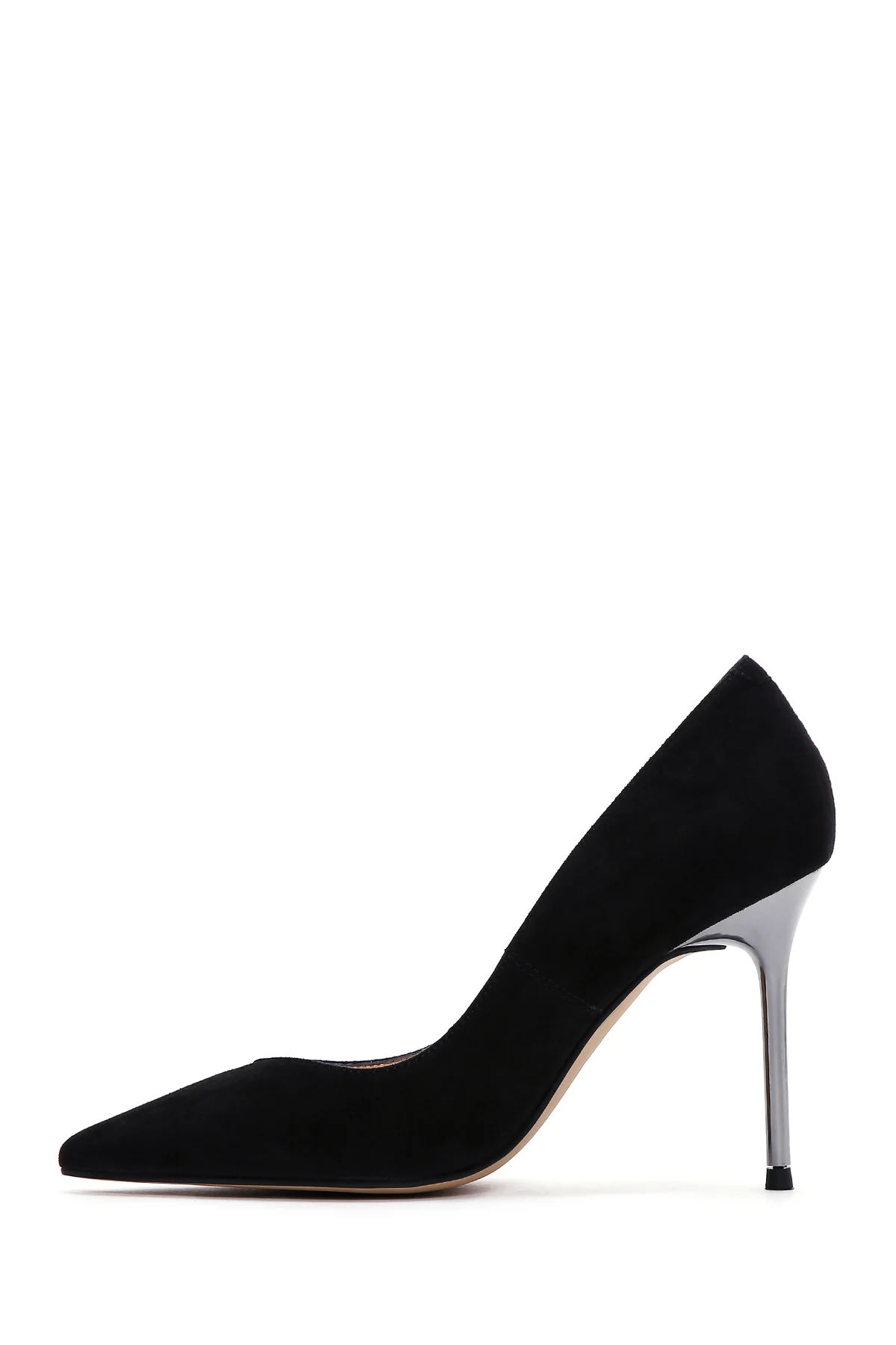 Kadın Siyah Süet Deri Stiletto - Image 3