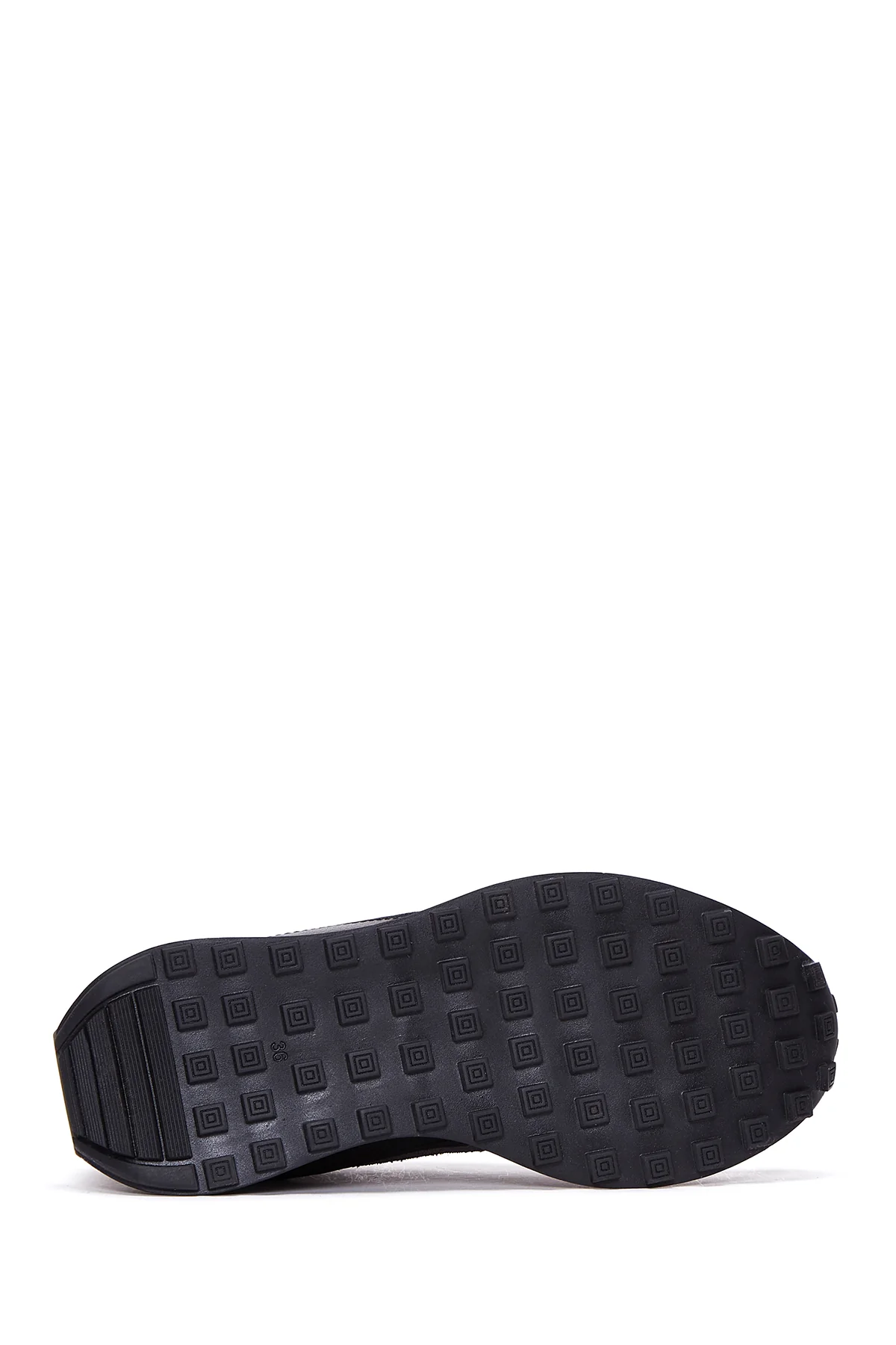 Kadın Siyah Süet Detaylı Deri Sneaker - Image 4