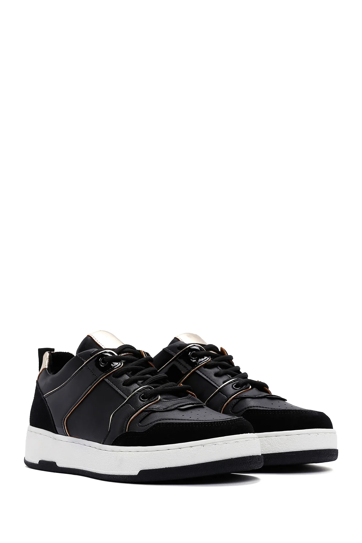 Kadın Siyah Süet Detaylı Sneaker - Image 3